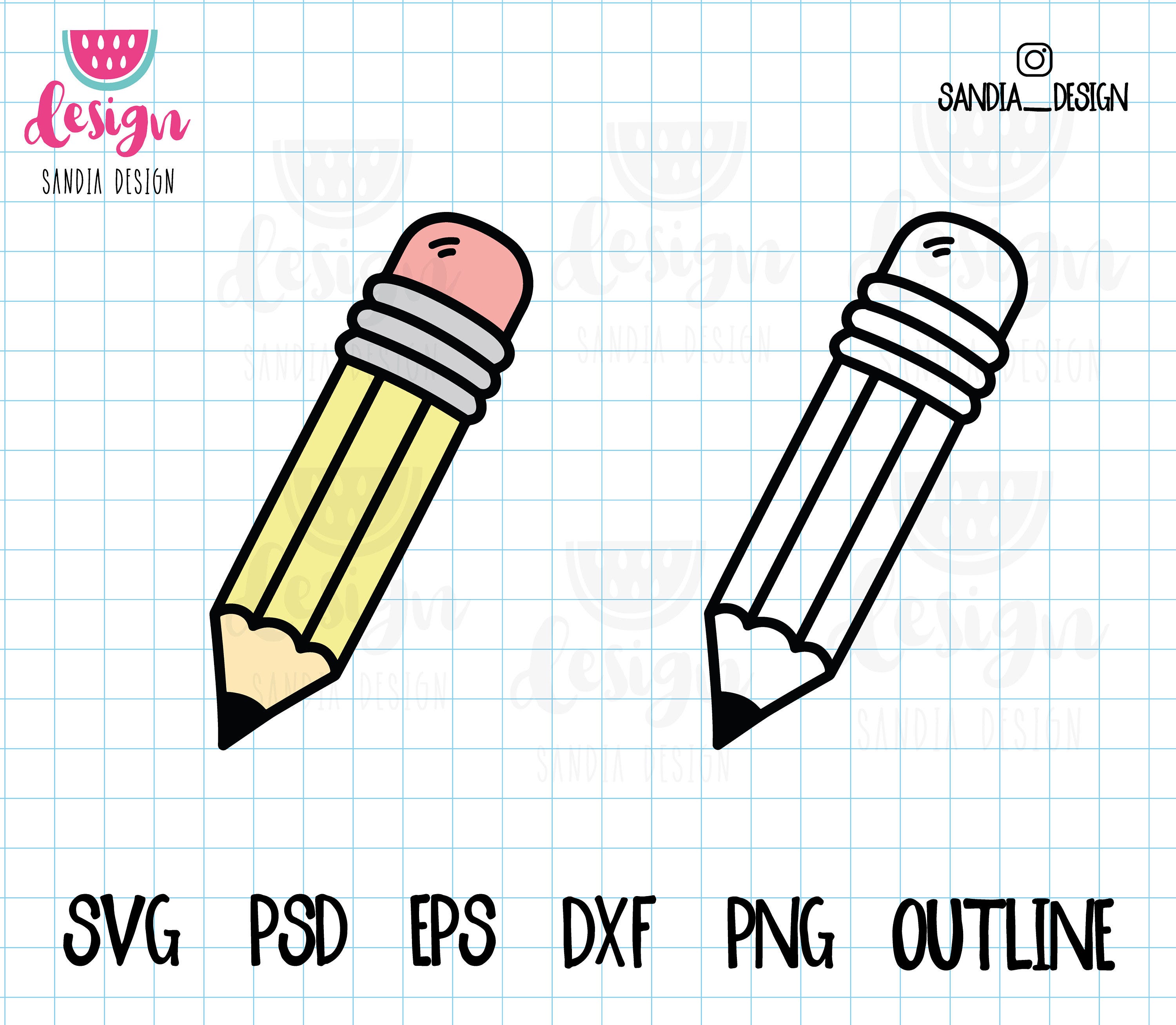 Doodle Pencil, SVG, PNG, Psd, outline, personal and commercial use