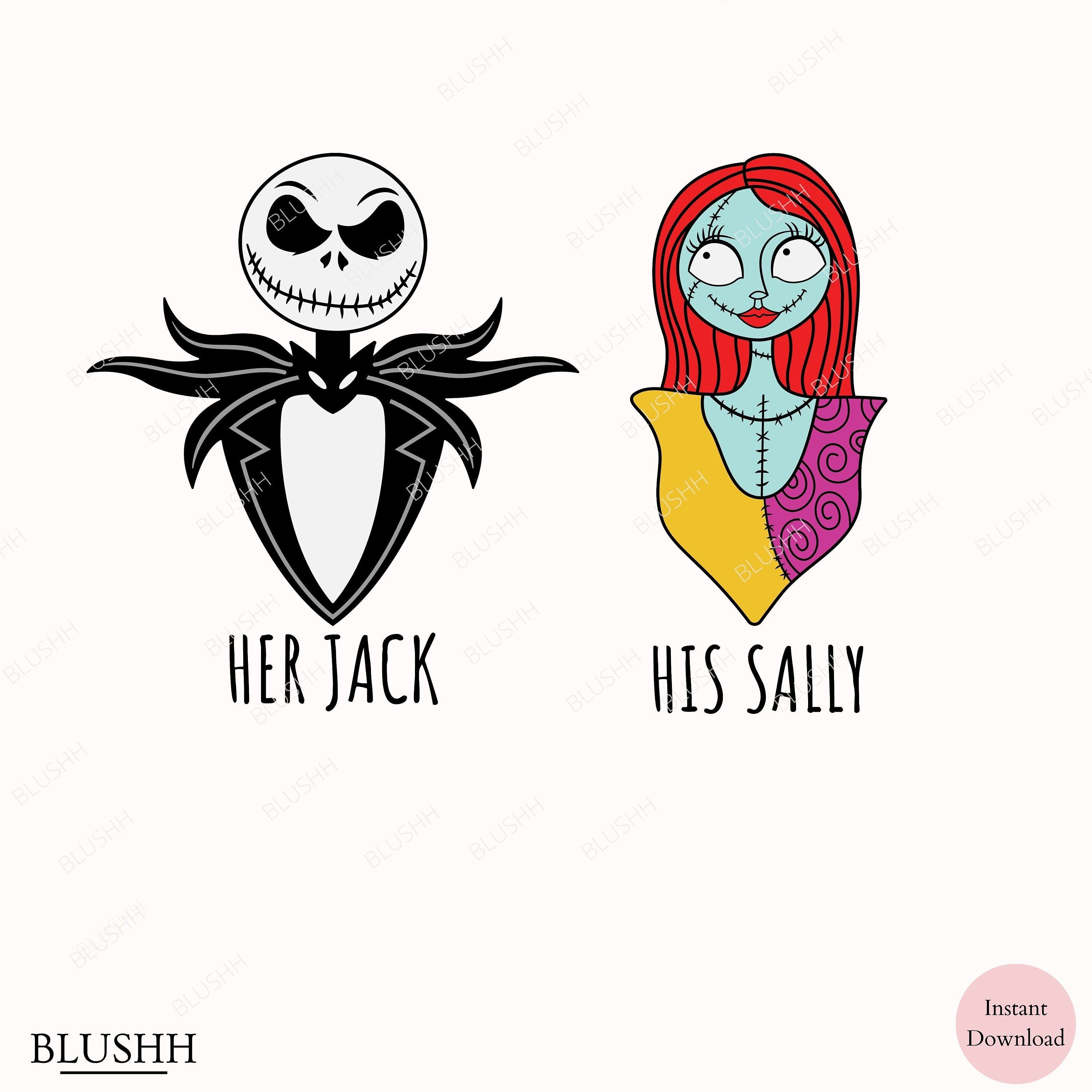Her Jack And His Sally SVG, Couple Jack And Sally SVG, The Nightmare Before SVG, Halloween shirt mug svg cutfiles, Jack sally spooky clipart