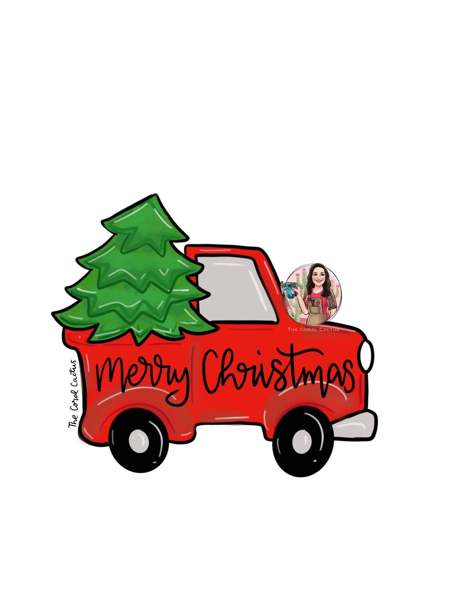 Red Christmas Truck Door Hanger Template Digital Holiday Sign Includes SVG