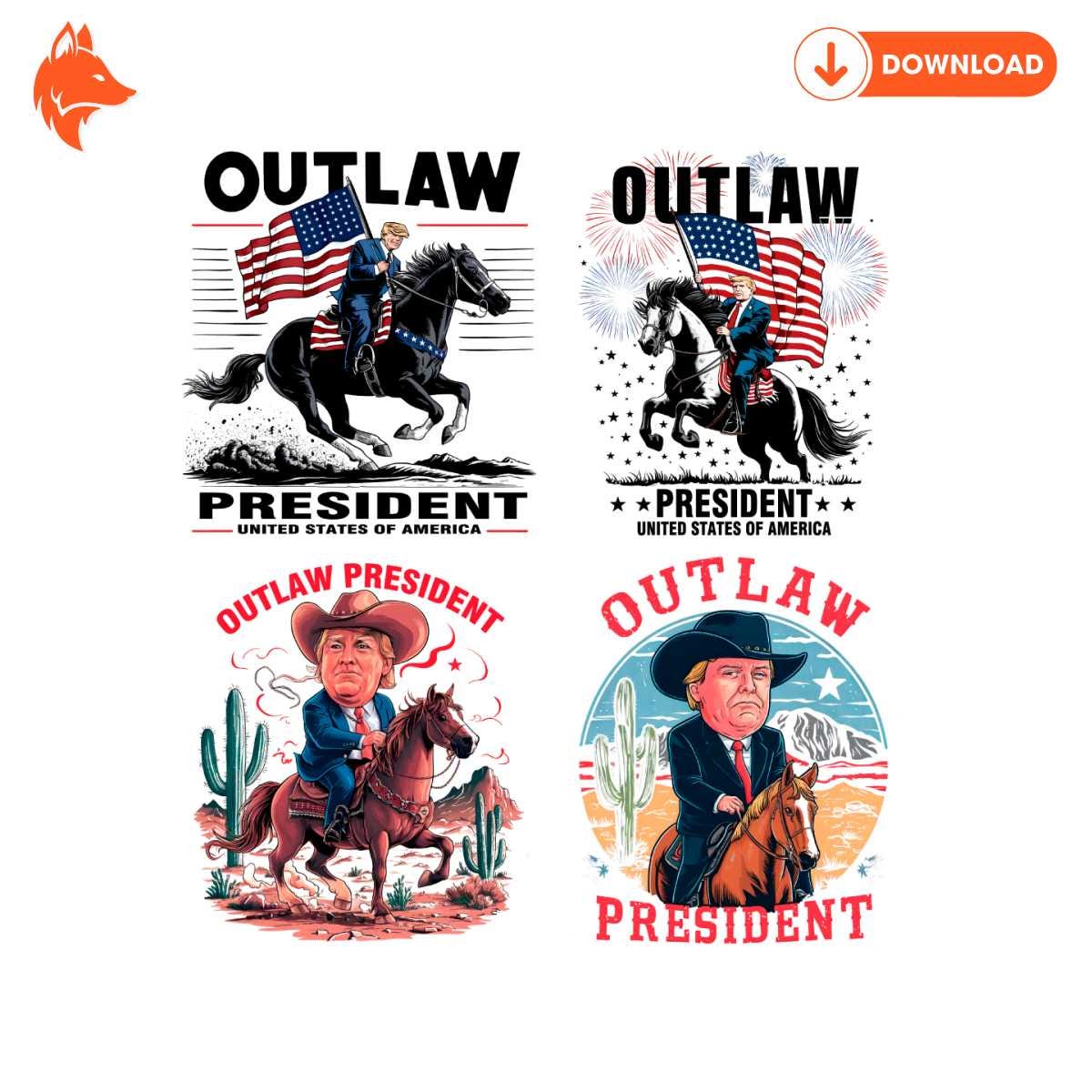 Free Outlaw President Donald Trump PNG Bundle