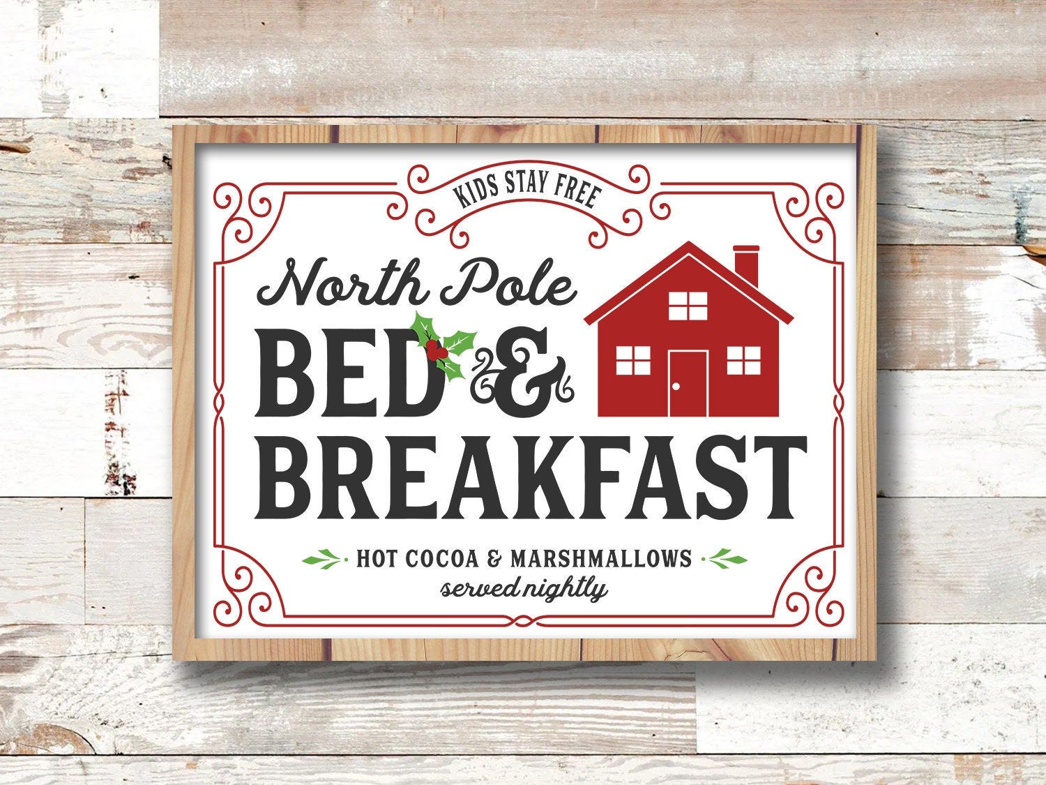 Rustic Christmas svg, SVG PNG DXF Eps Farmhouse Christmas sign North Pole Bed and Breakfast svg, Christmas sign svg