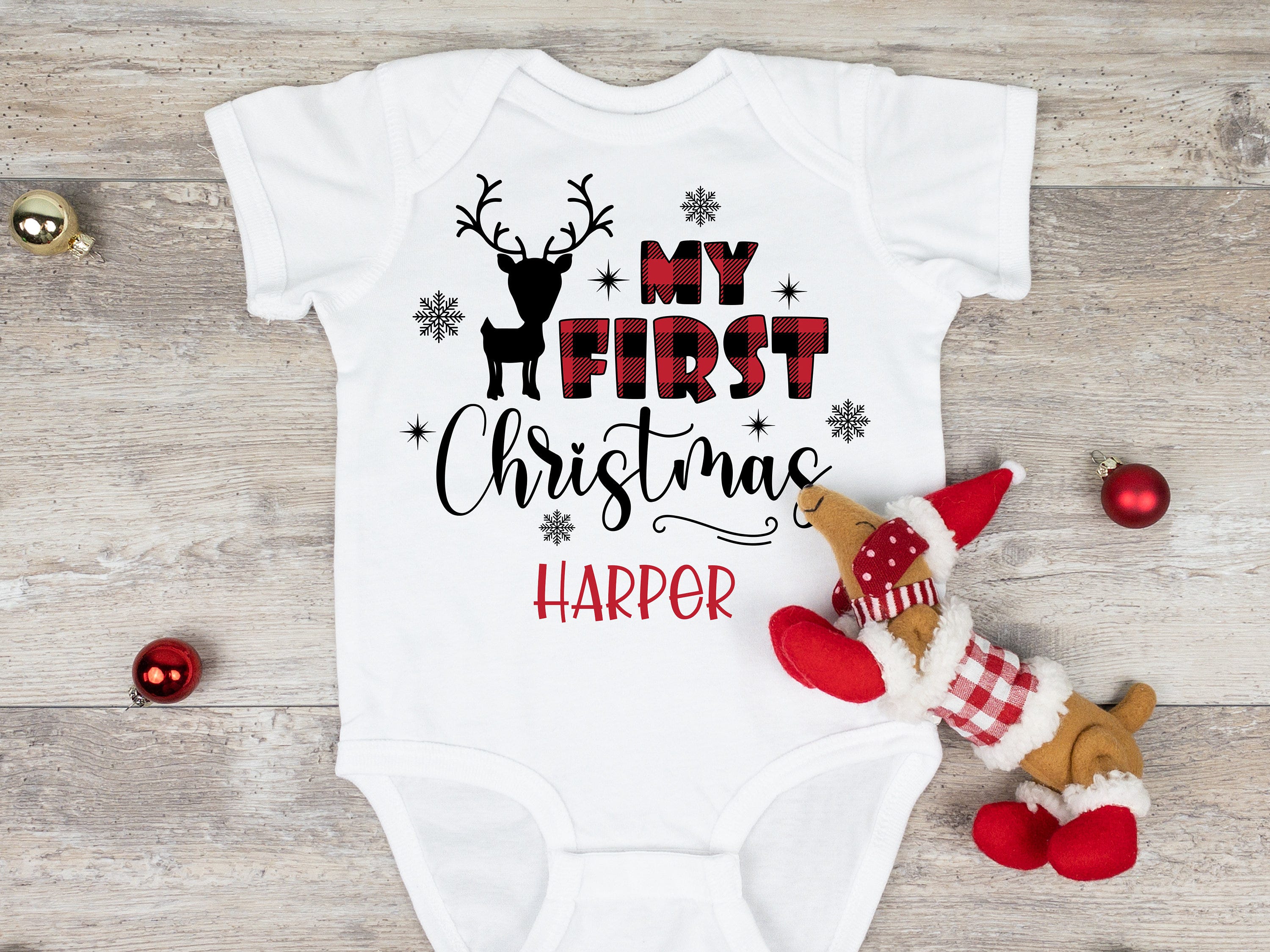 Personalized My First Christmas Baby Onesie®, Newborn Christmas Onesie, Baby