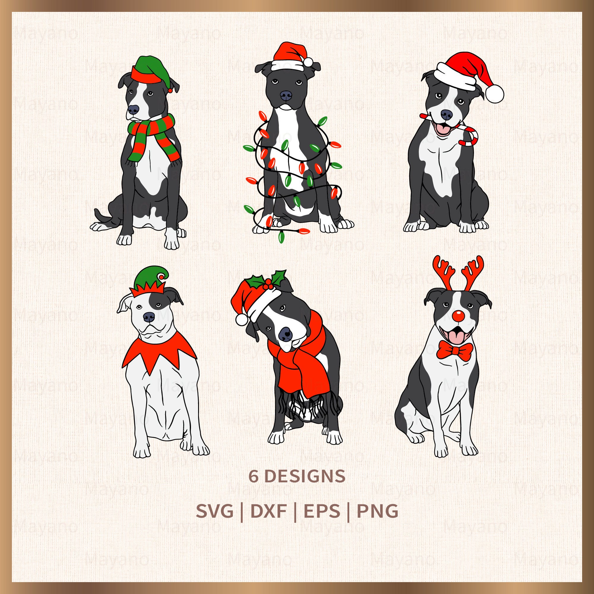 Christmas Pitbull Dogs svg, Christmas svg, Files for Cricut, silhouette, PNG Sublimation, Instant Download