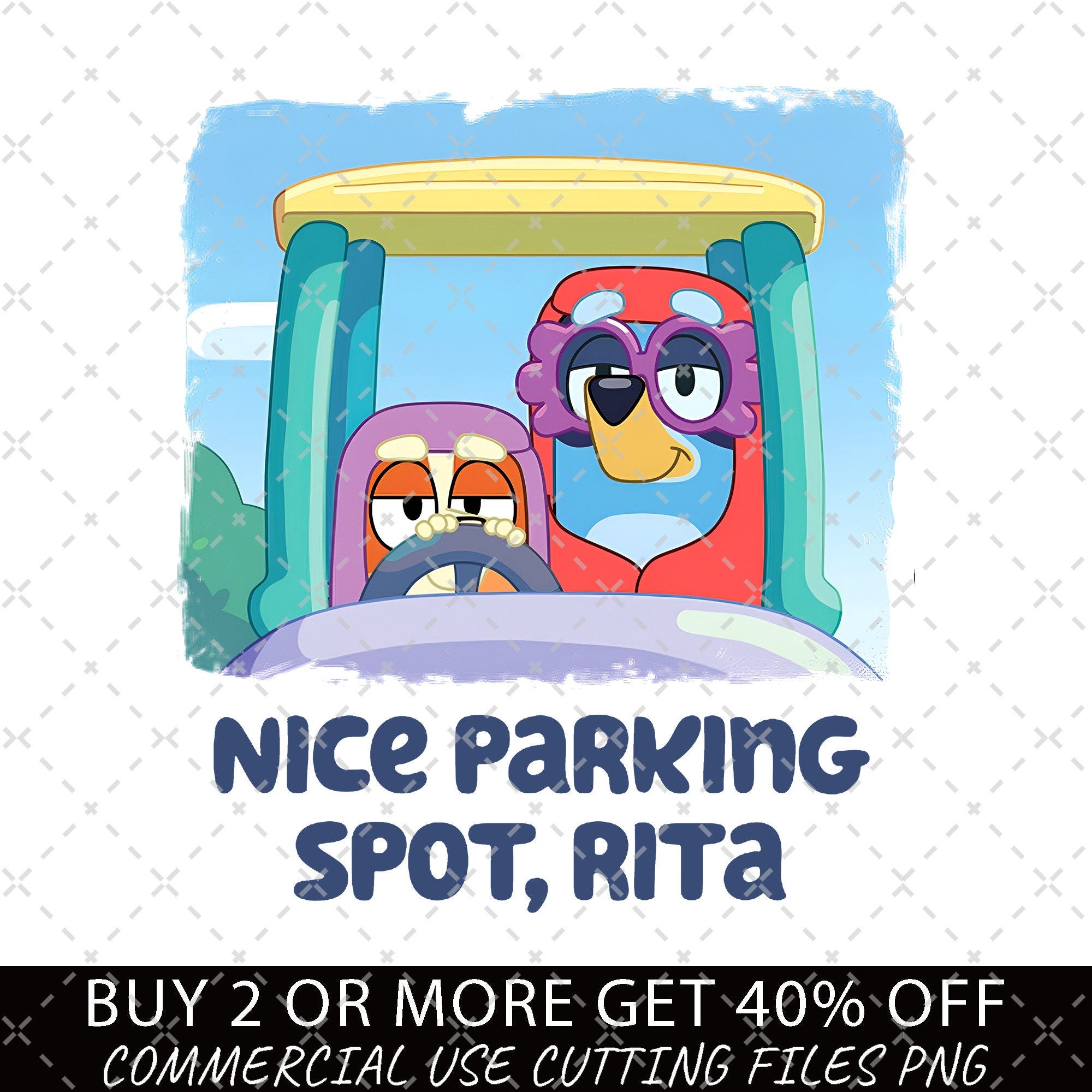 Bluey png, Nice Parking Spot Rita PNG, Bluey Family Svg, Decal Files, Vinyl Stickers, Car Image