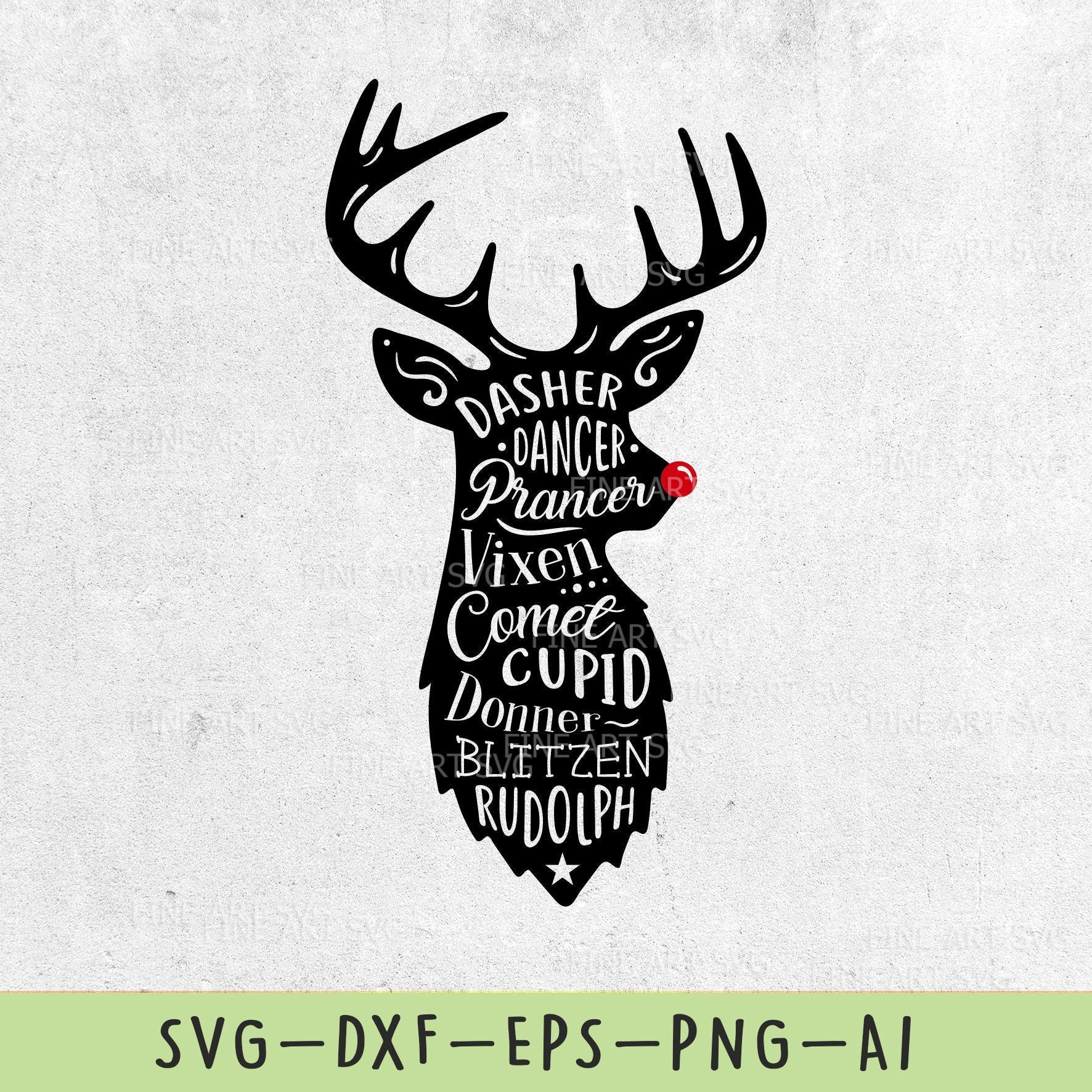 Christmas Reindeer SVG Design, Rudolph SVG File, Christmas shirt SVG, Reindeer svg cut file for Cricut, Christmas vacation svg, dxf png eps