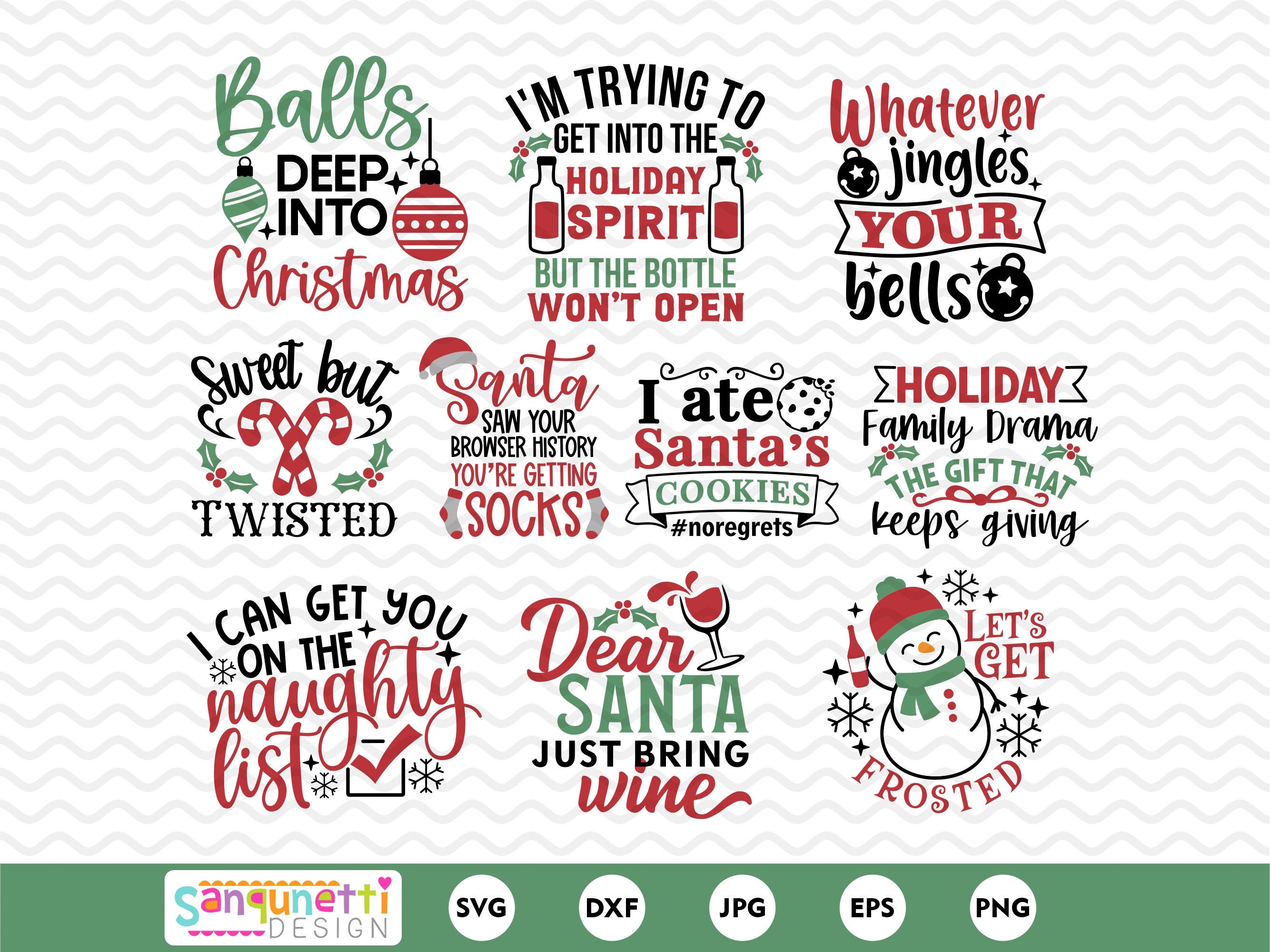Funny and sarcastic Christmas clipart, Funny Christmas SVG bundle, snarky digital art instant download