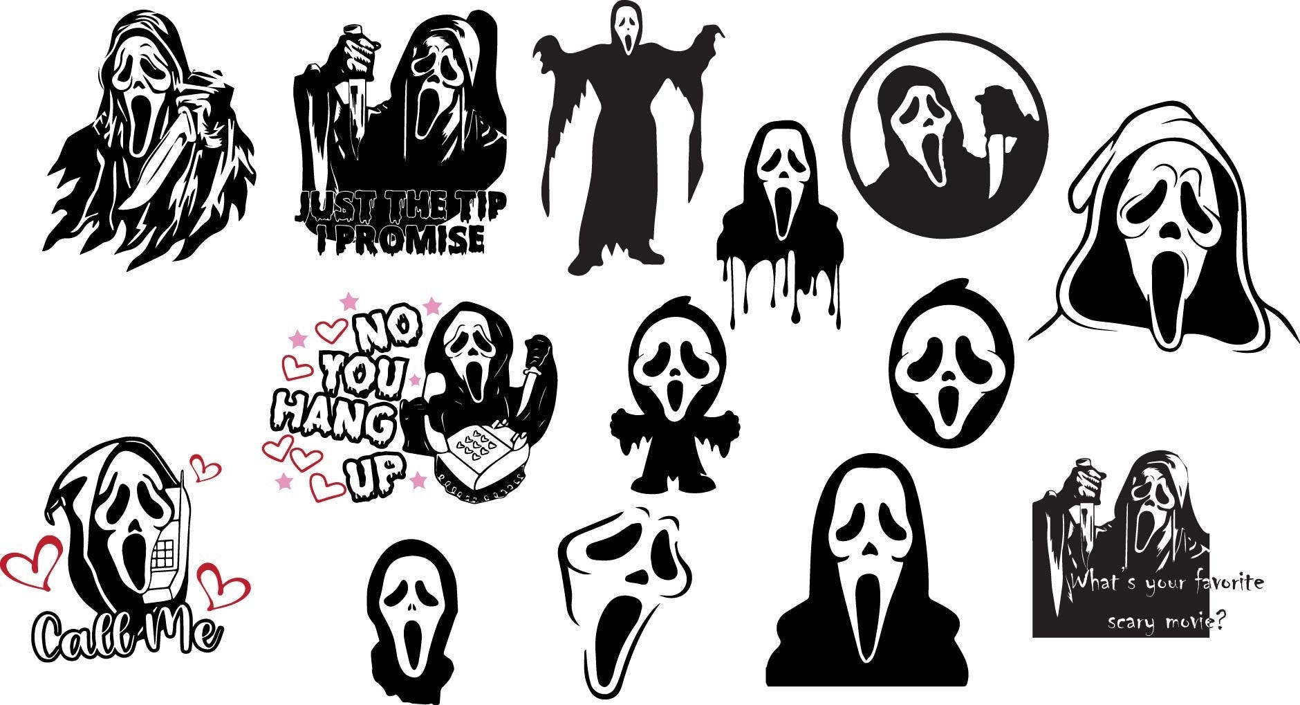 Ghostface SVG cut files bundle, Horror SVG cut file, Scream, cricut, silhouette, movie, digital file SVG horror movie villain