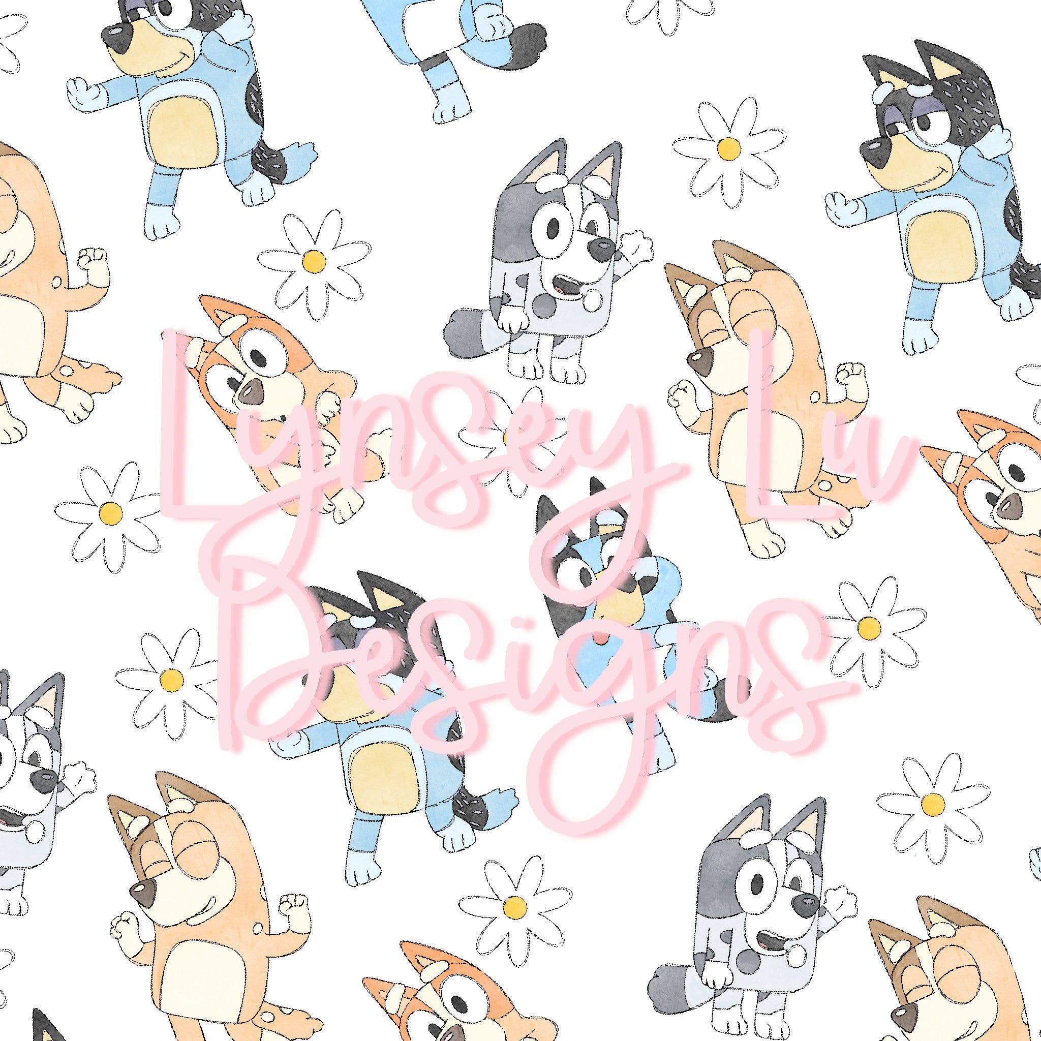 Heelers Seamless Pattern PNG / File for Creators / Sublimation Fabric / Printable Repeating Pattern / Taylor Eras / Bluey / Bingo
