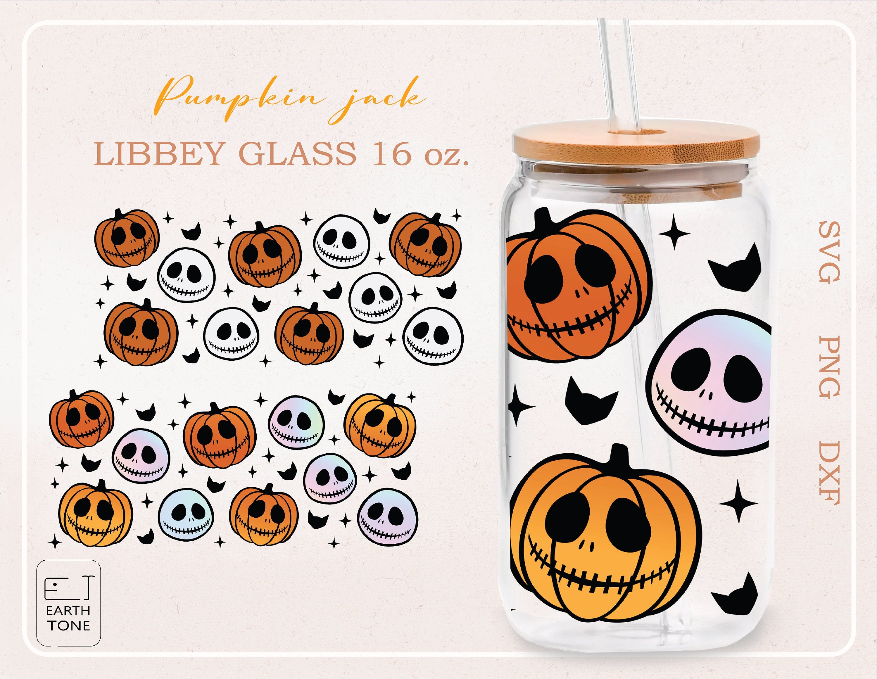 Pumpkin ,Halloween ,Spooky season ,jack skull ,Autumn wrap for Libbey Glass 16oz  PNG,DFX,SVG file for Cricut, digital download