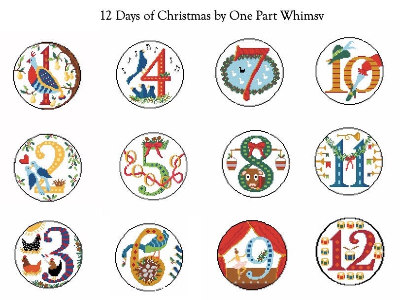 12 Days of Christmas Series Cross Stitch Pattern - all 12 days