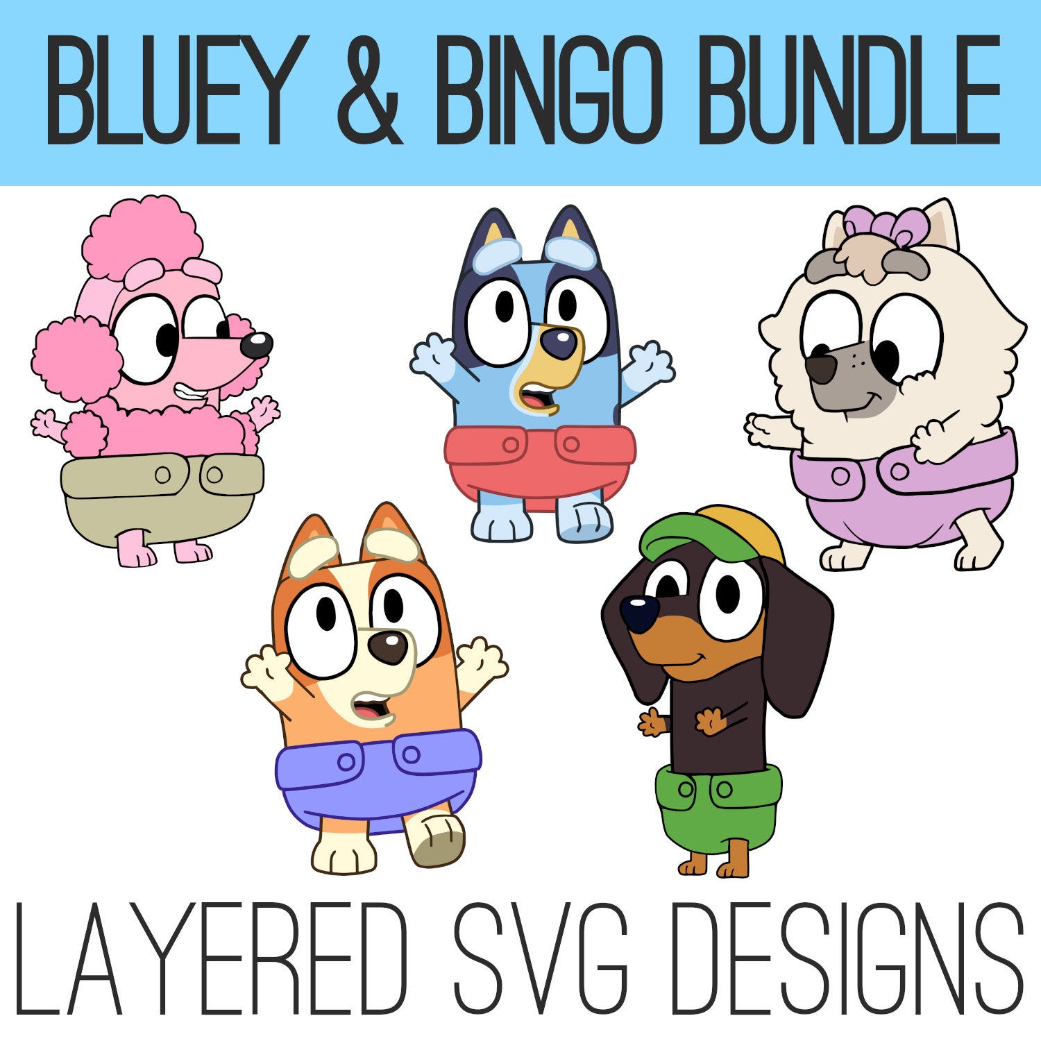Bluey Babies Bundle, Layered SVGs