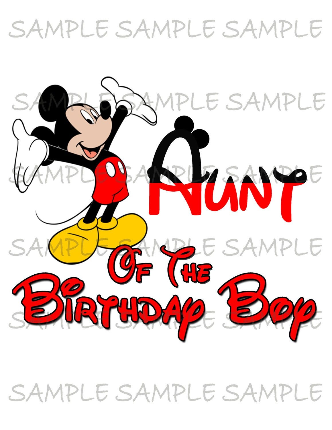 Aunt of the Birthday Boy Mickey Mouse Iron on IMAGE Mouse Ears Printable Clip Art Shirt Party T-shirt Transfer Download