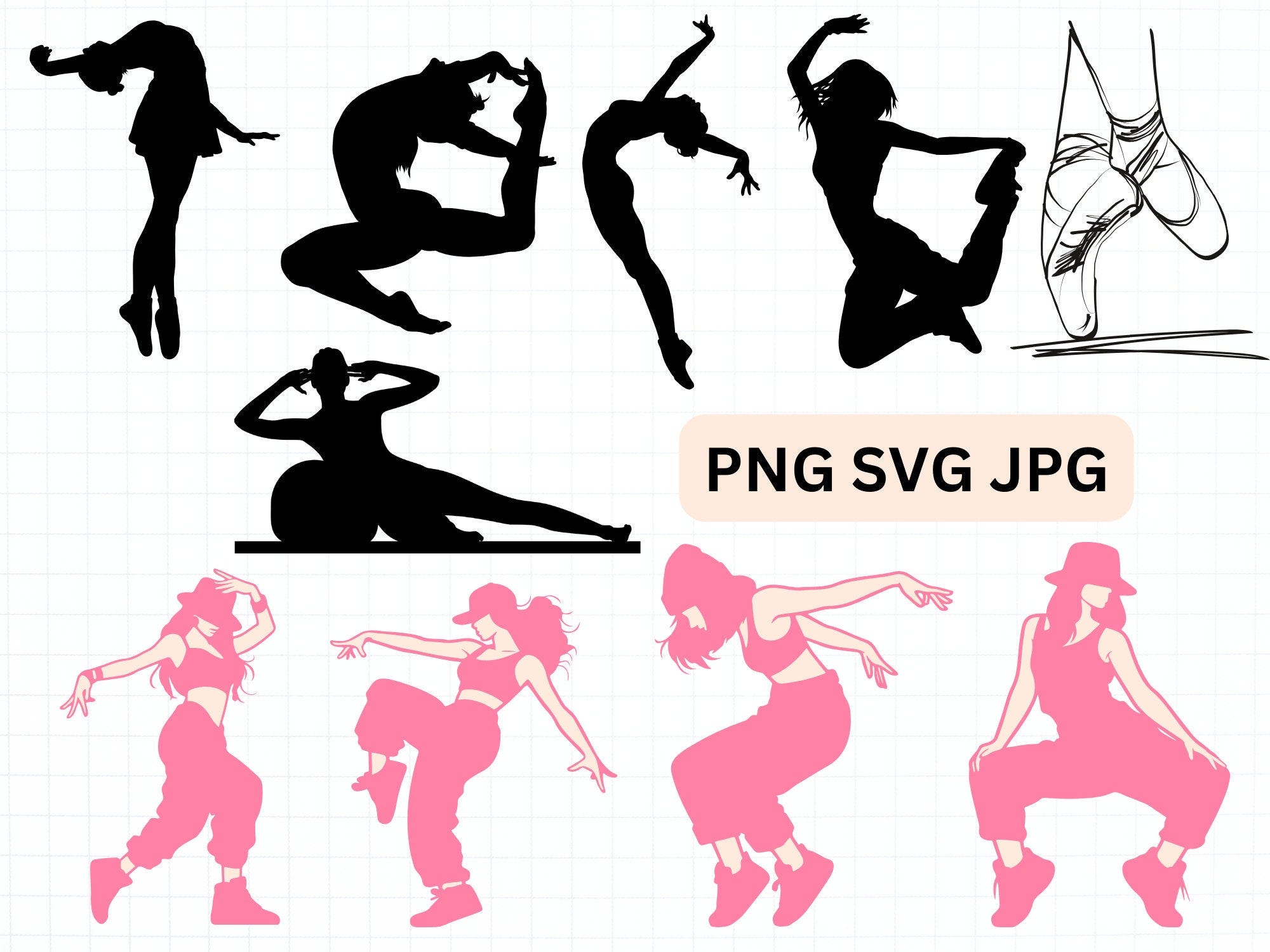 Dance Svg, Dance Silhouette, Dance Svg Bundle, Dance Cut File, Dancers Svg, Dance Clipart, Dancer Silhouettes svg, Instant Download