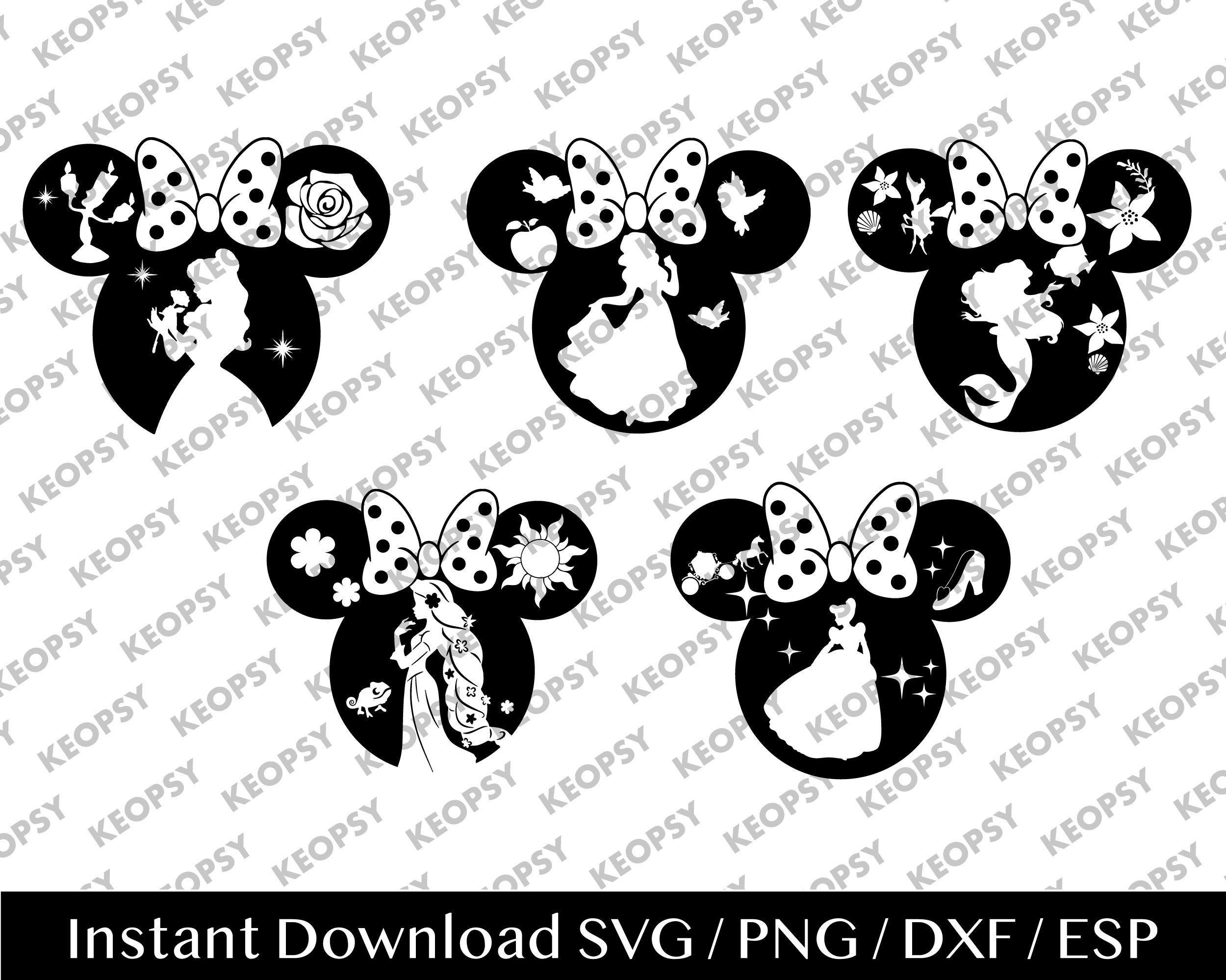 Minnie Mouse head with Princess inside Instant download for Cricut and Silhouette, digital cut file, Dxf, Png, Svg, Esp, Ai