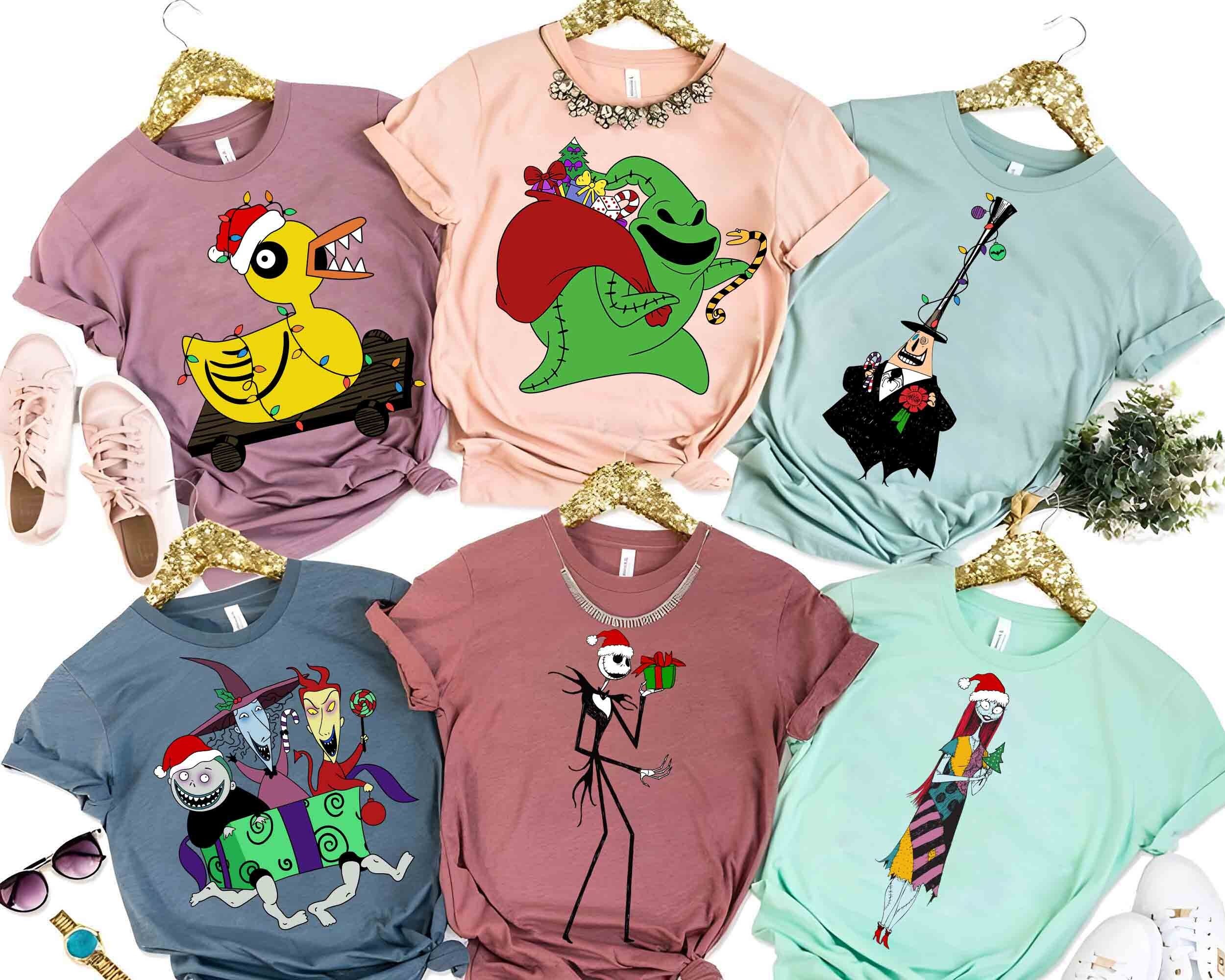 Disney The Nightmare Before Christmas Characters Xmas Lights Shirt, Jack Sally Oogie Boogie Zero Mayor Shirt, Disneyland Xmas Matching Tee