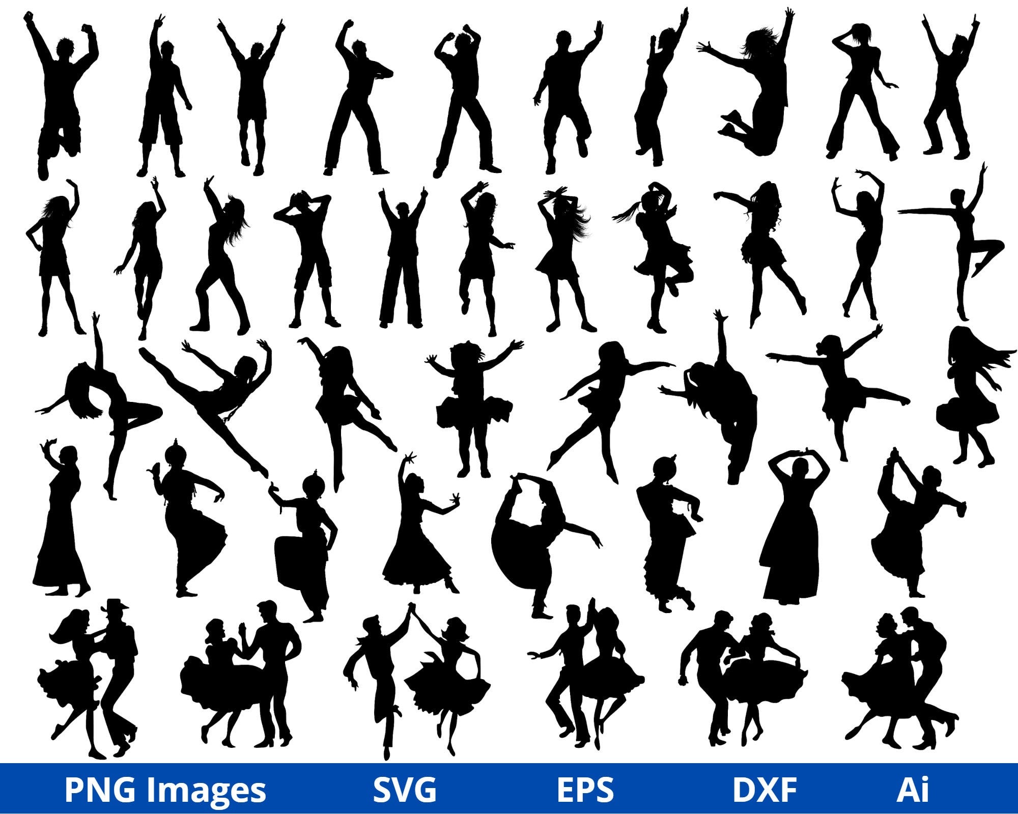 Dance SVG, Dancers Svg, Dancer Silhouettes svg, Dance Team Svg, Dancer Clipart, Dance Cut File for Cricut, Silhouette, Digital Download