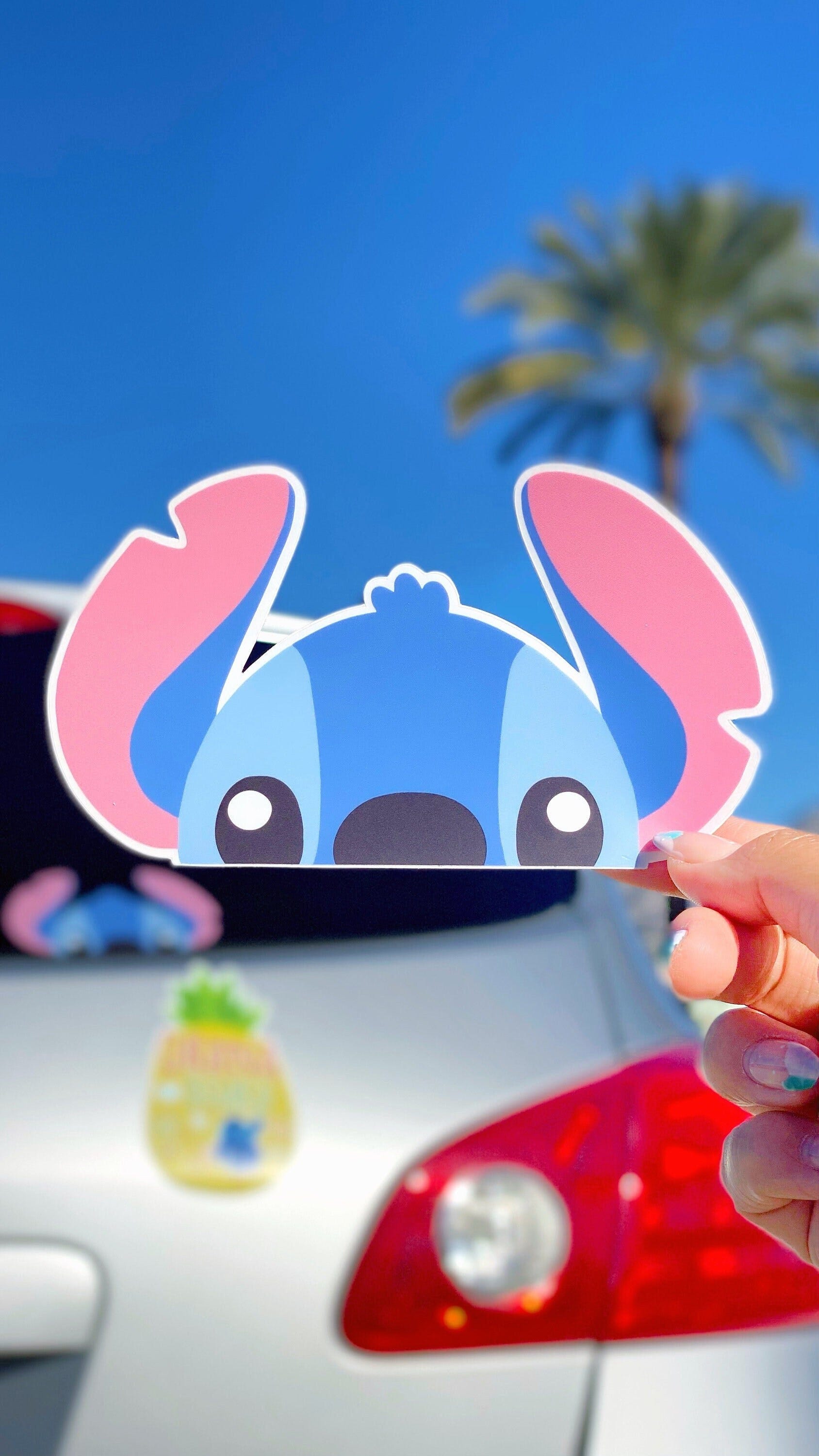 Stitch Peeker Transparent Car Decal/ Lilo Aloha Hawaiian Peekaboo Window Bumper Vinyl Disney Luggage Helmet Guitar Laptop Jumbo Sticker