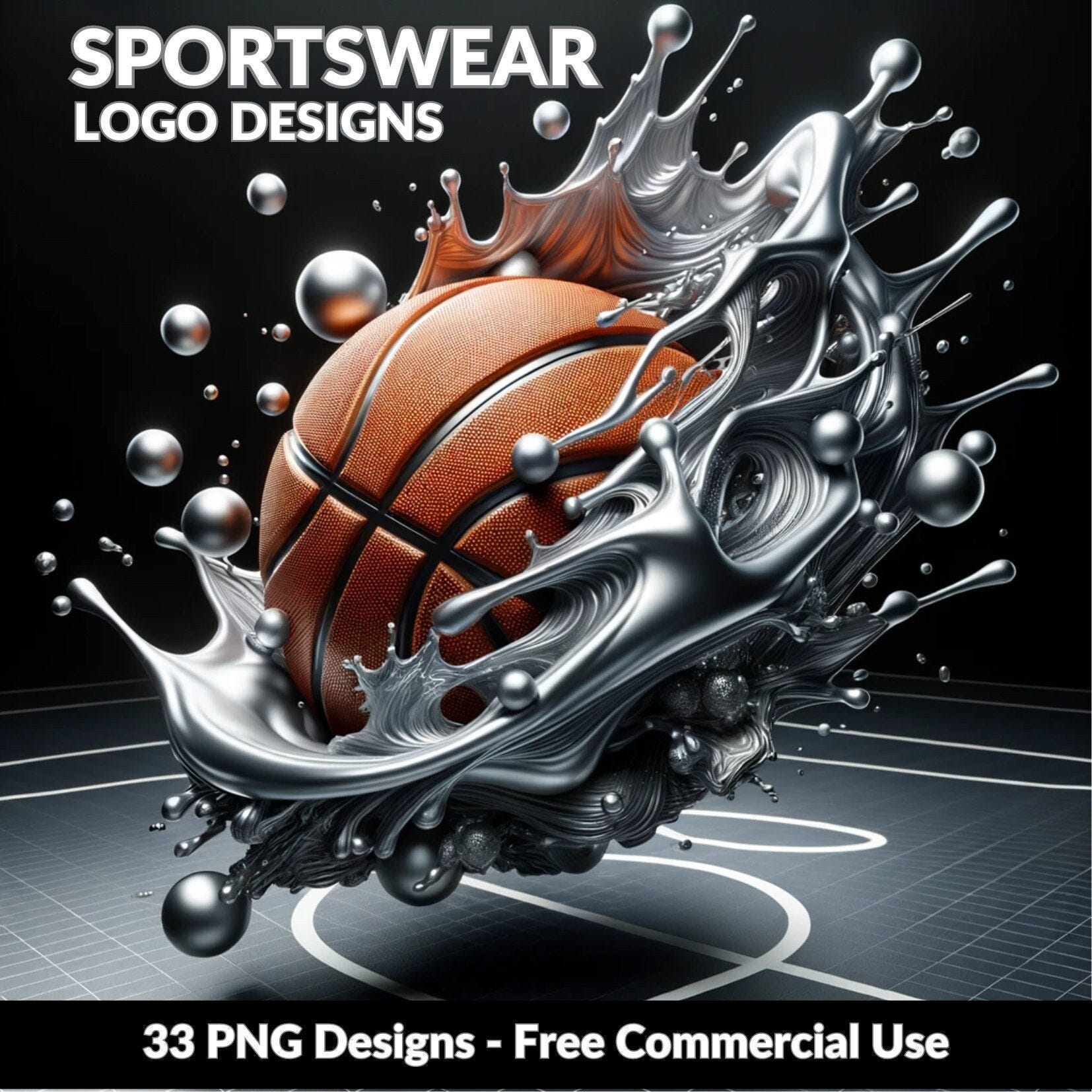 33 Sportswear Business Logo Designs | Bundle | Free Commercial Use | Basketball PNG | Instant Download