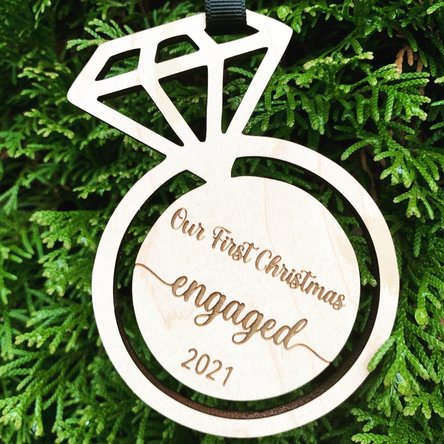 First Christmas Engaged Ornament SVG file | Laser Cut File | Glowforge SVG | Aeon laser
