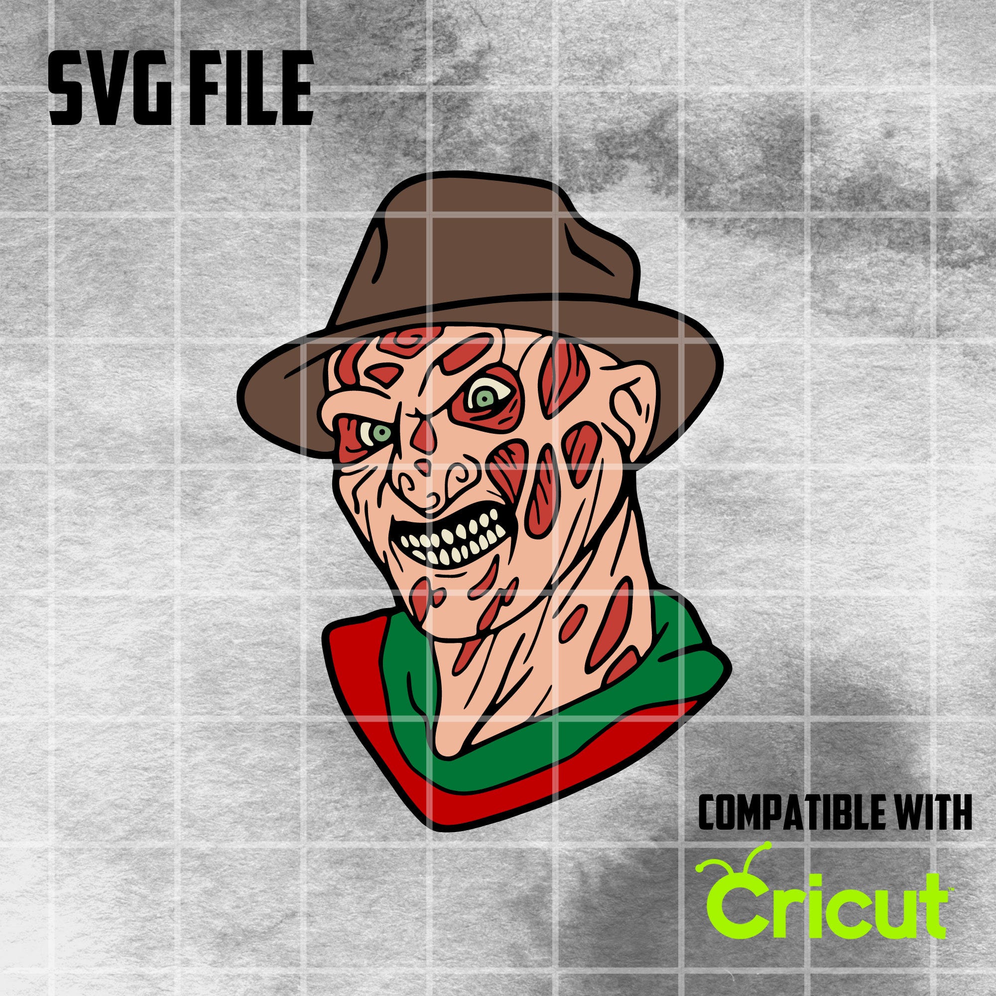 Freddy Krueger LAYERED SVG Cut File | Halloween cut file | Halloween SVG | Horror svg cut file| horror icon svg | cricut svg file| cut