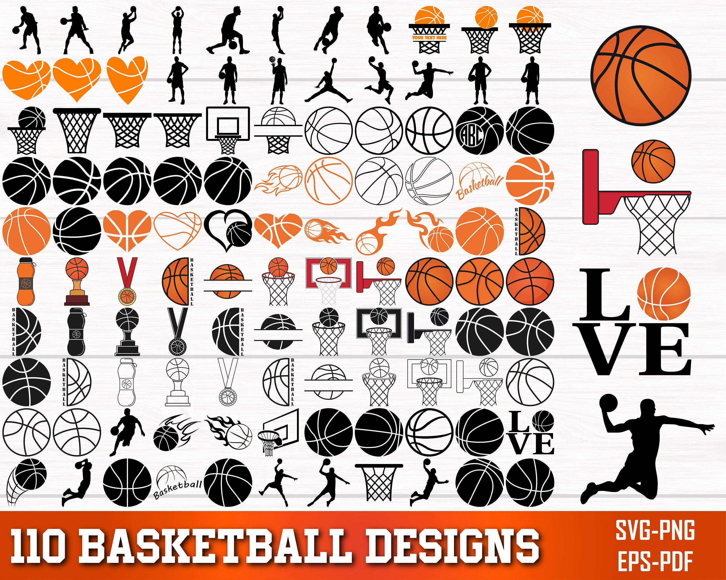 Basketball SVG Bundle, Basketball PNG Bundle, Basketball Clipart, Basketball Silhouette, Basketball SVG Cut Files for Cricut, Team Shirt