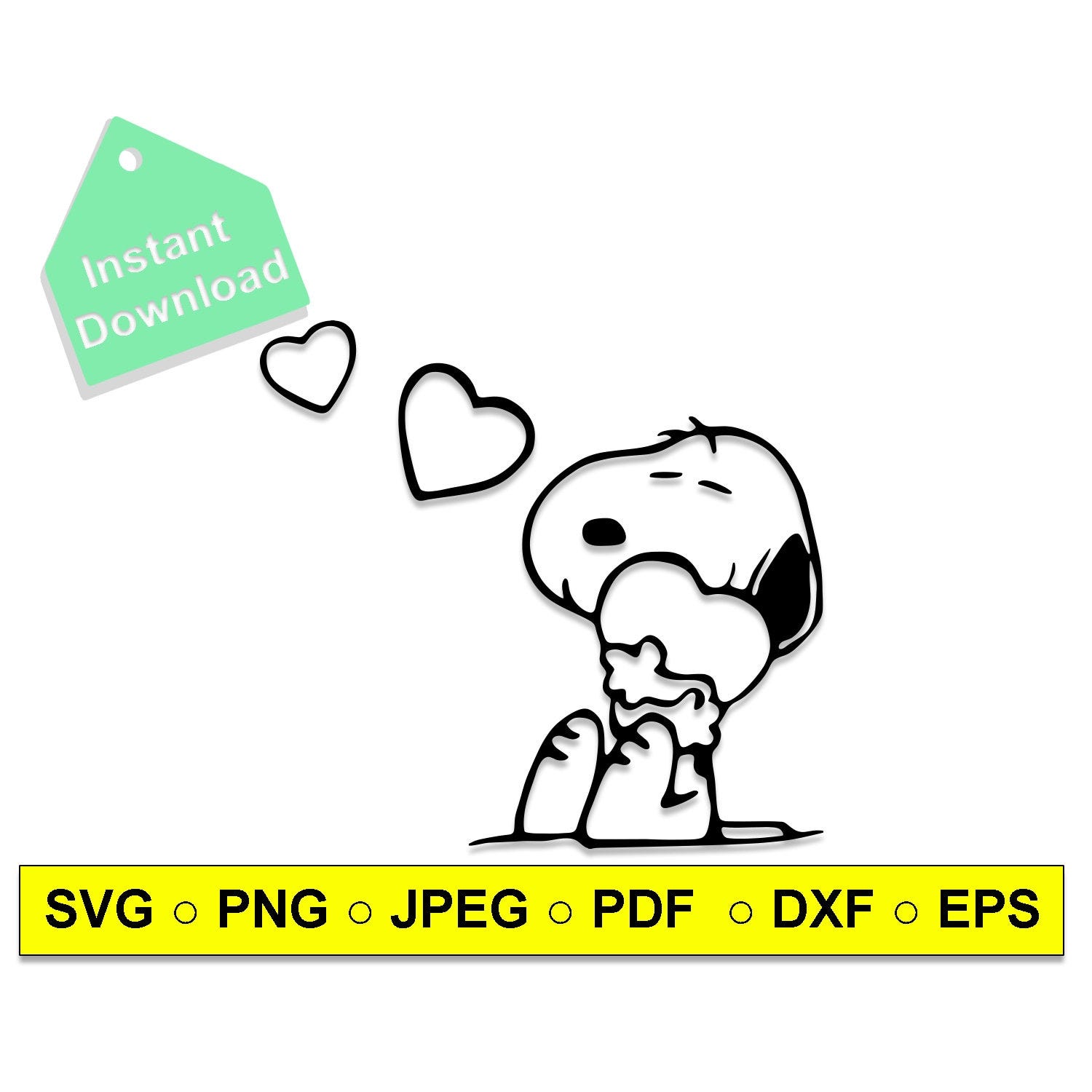 Snoopy Svg,Cute snoopy, SVG file, EPS file, png file, JPG, Instant Download, Cricut Cut File, Silhouette Cameo,Heart and Snoopy,Fall in love