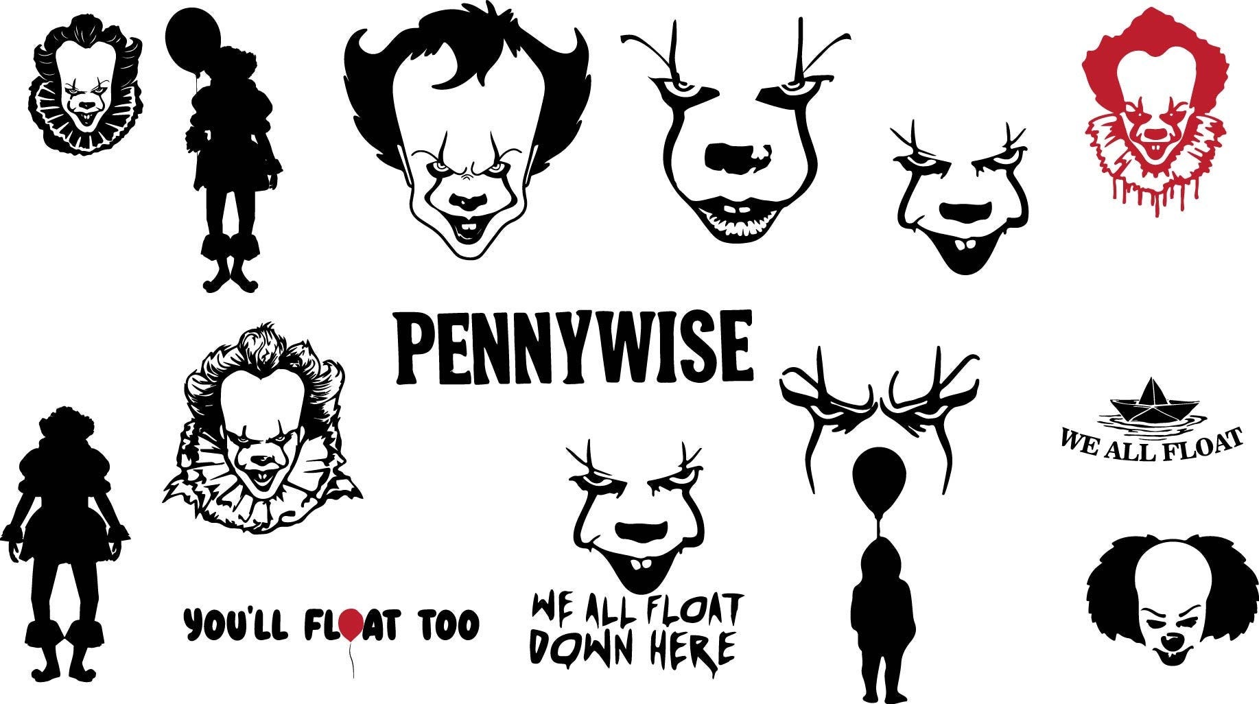 Pennywise SVG cut files bundle, Horror SVG cut file, Pennywise and Georgie, cricut, silhouette, movie, digital file SVG horror movie villain