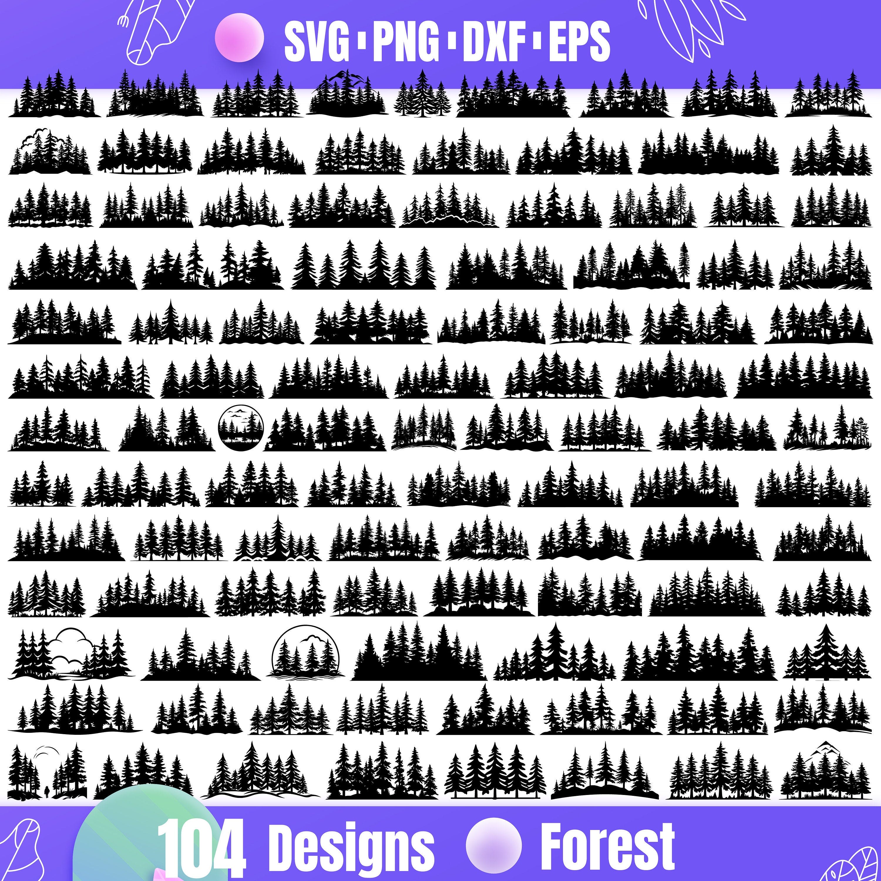 High Quality Forest SVG Bundle, Forest monogram, Forest dxf,Forest png,Forest vector, Woods svg, Trees svg, Spruce svg, Forest Tree svg
