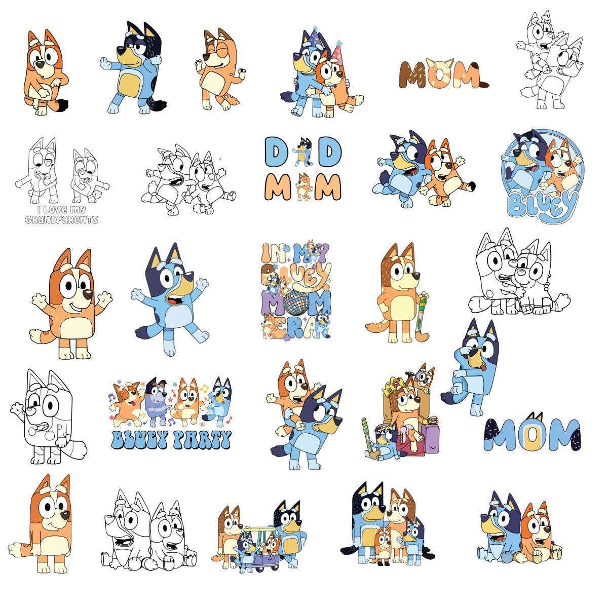Blue Dog png Bundle, Blue Dog Birthday Bundle Blue Dog Family Png Files, Png For Shirts, Birthday Png, Clipart png, Digital Download