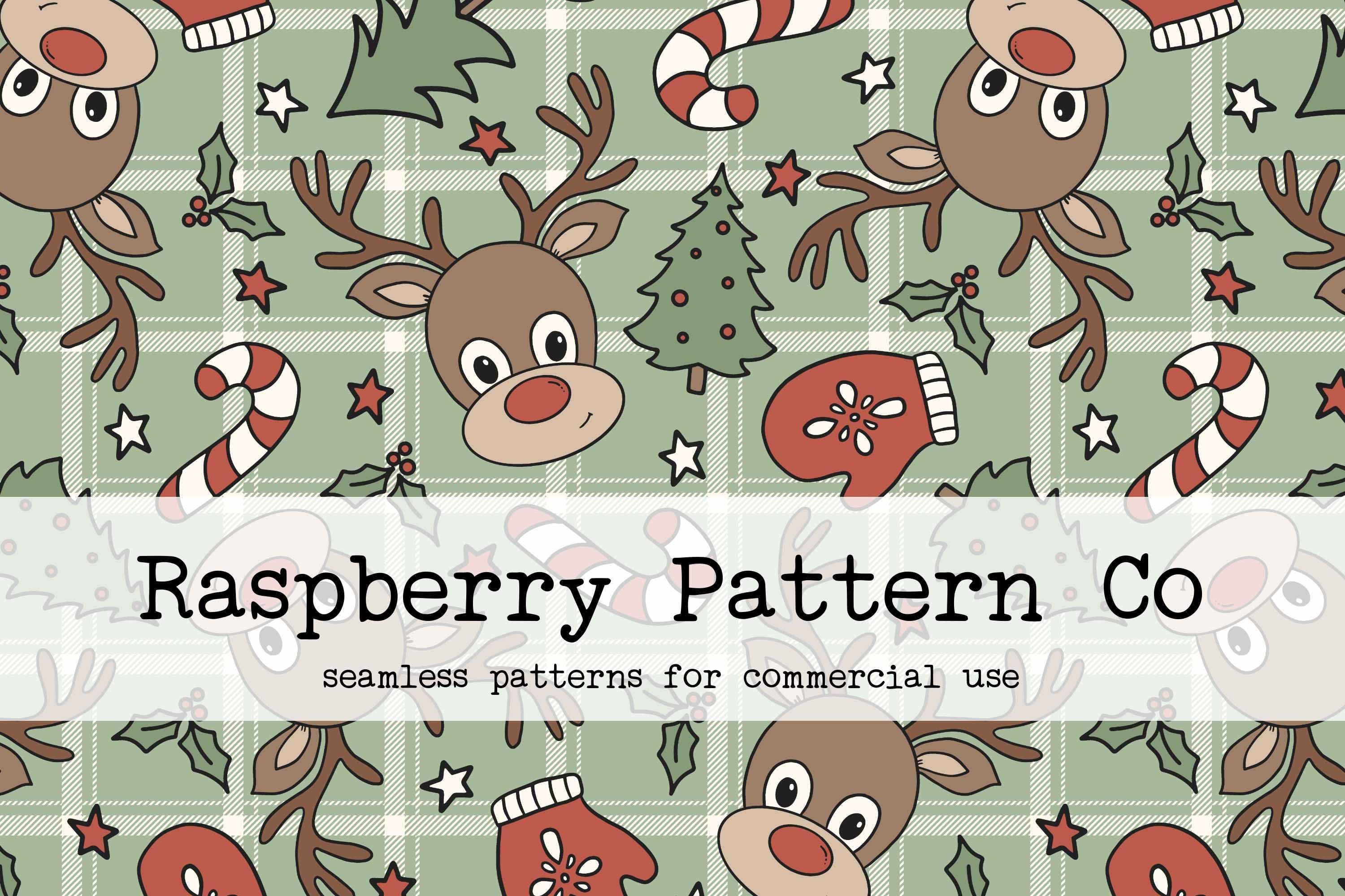 Christmas Reindeer Gender Neutral Boho Plaid Seamless Pattern for Commercial Use, Christmas seamless repeat pattern, Santa seamless file