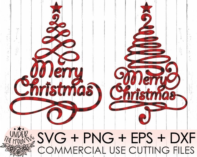 Merry Christmas Svg / Commercial Use / Buffalo Plaid Christmas Tree Svg / Christmas Svg/Christmas Svg/Designs Cricut Cut Files/ SVG Dxf Png