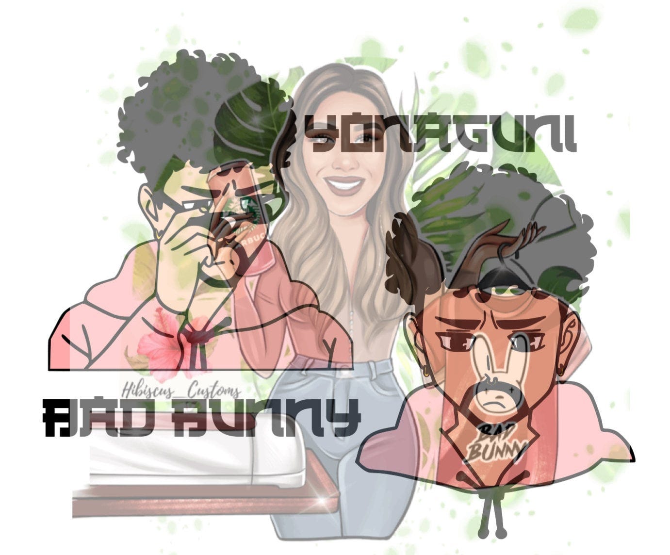 Bad Bunny Yonaguni Layered SVG File,  Bad Bunny Yonaguni Song , Bad Bunny Yonaguni Desigs, Bad Bunny Yonaguni Anime