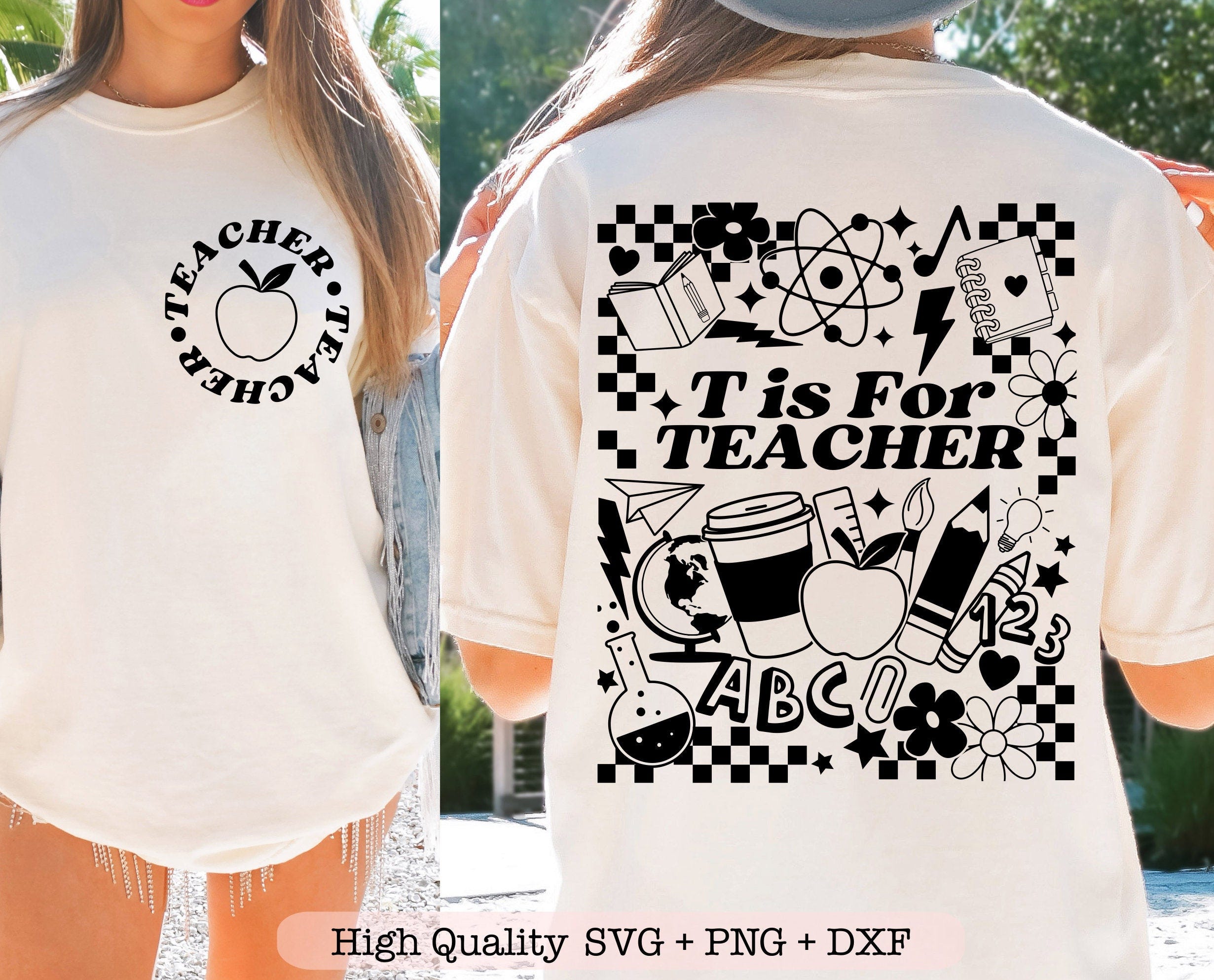 Retro Teacher svg, Teacher life svg, Teacher shirt svg, Gift for teacher svg, Funny teacher png, Front pocket and Back svg