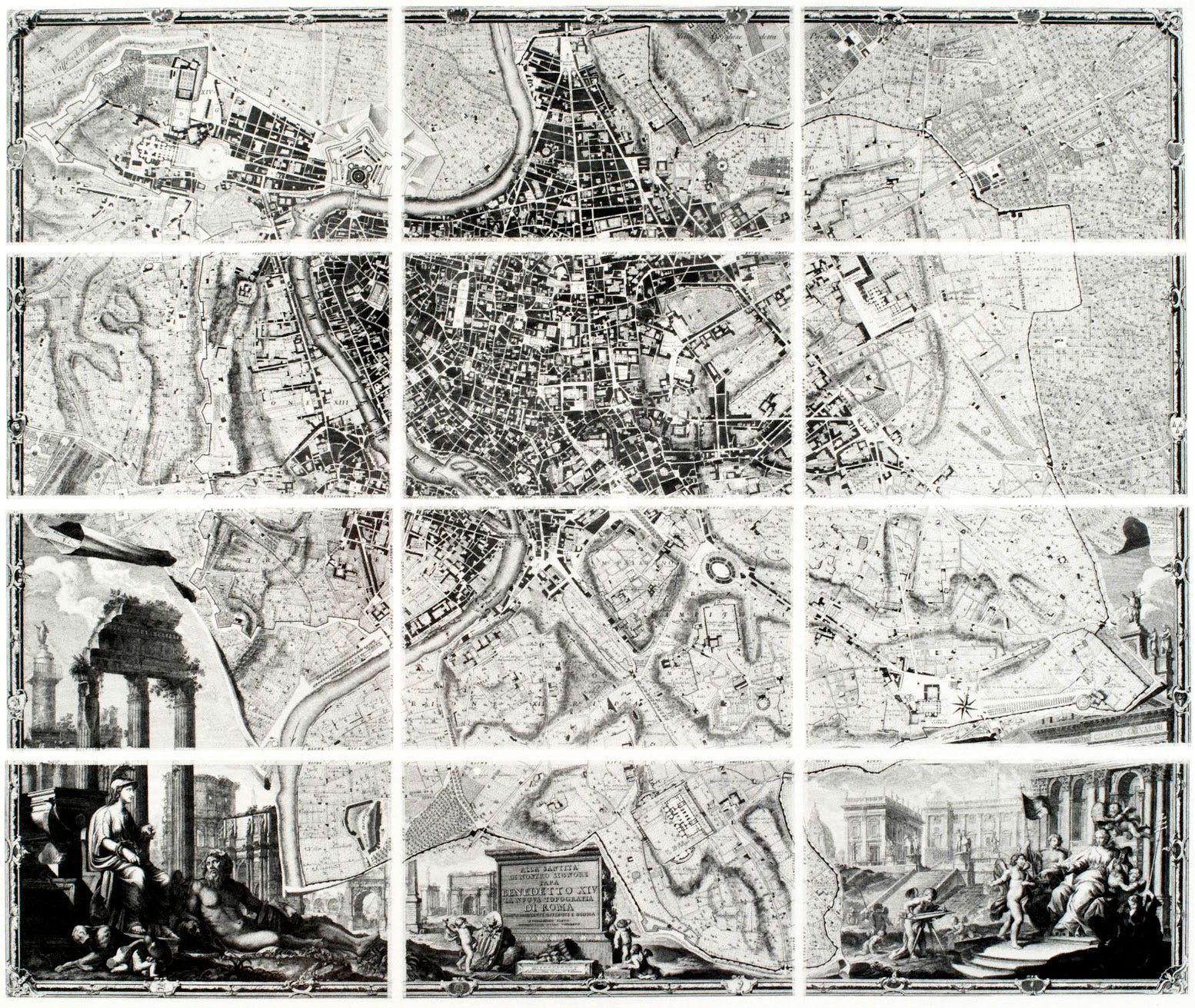 The Nolli map on 12 copper plates