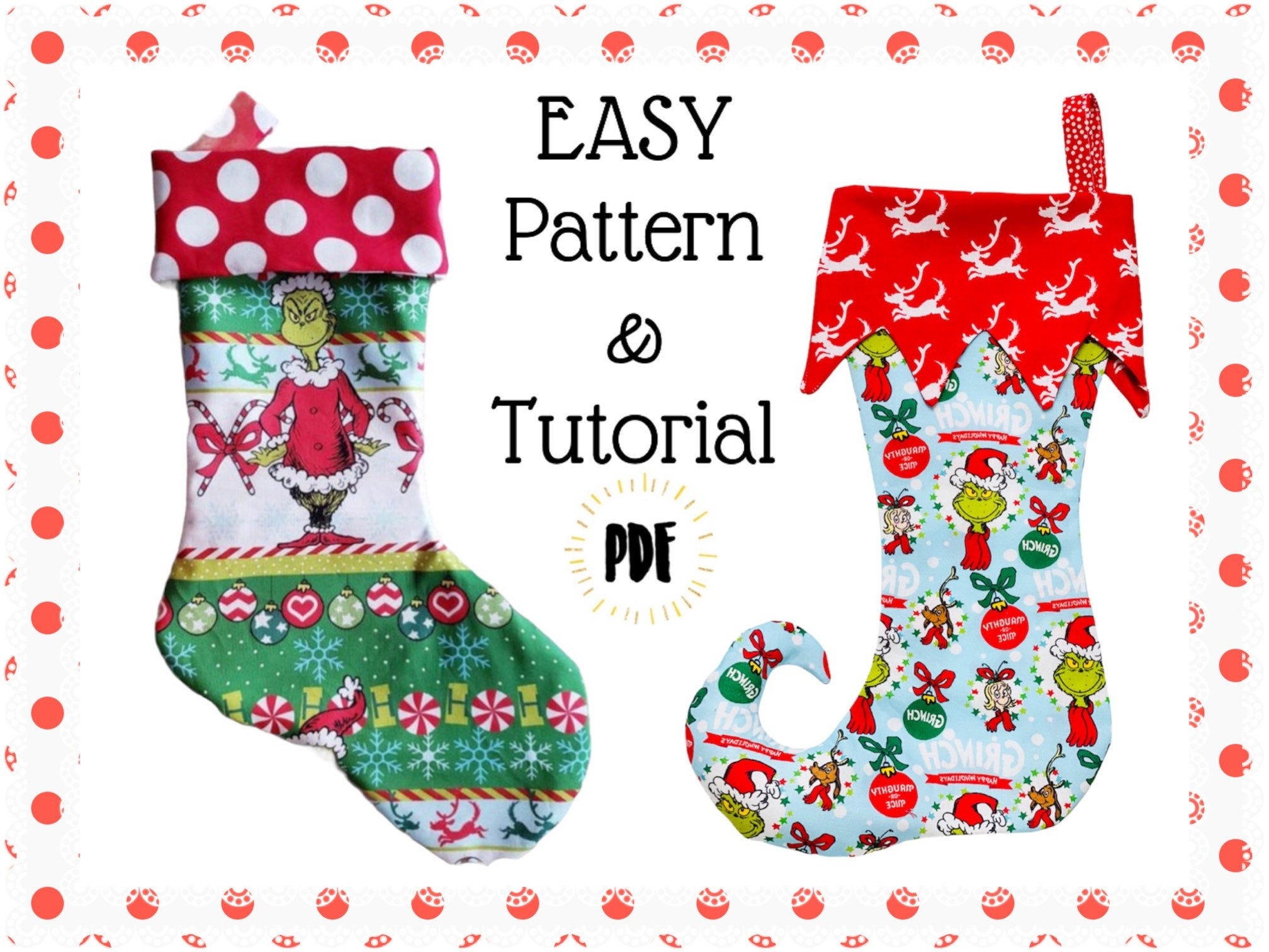 Learn to Sew an EASY Christmas Stocking PDF | Beginners | Elf | Decor | DIY | Pattern | How to | Tutorial | Instructions | Quick | Holiday