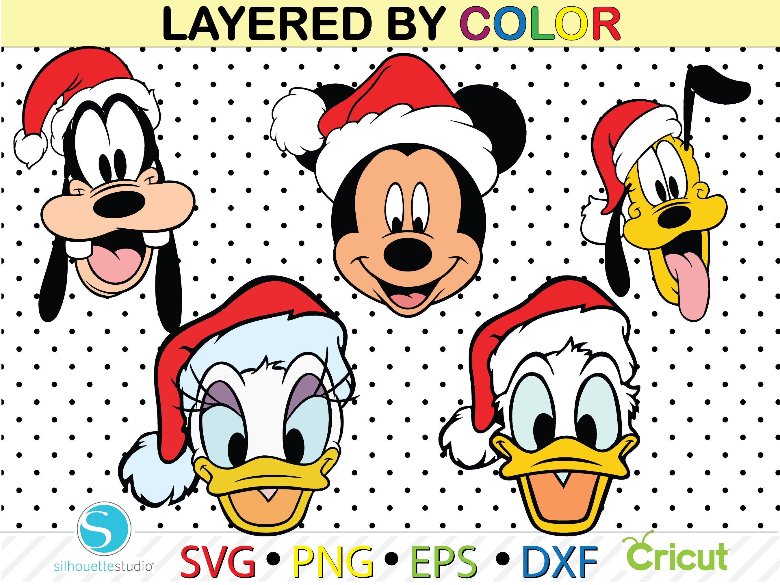 Mickey mouse & Friends heads svg, mickey mouse donald duck eps svg, christmas svg, pluto goofy svg png eps, instant download, vector file..