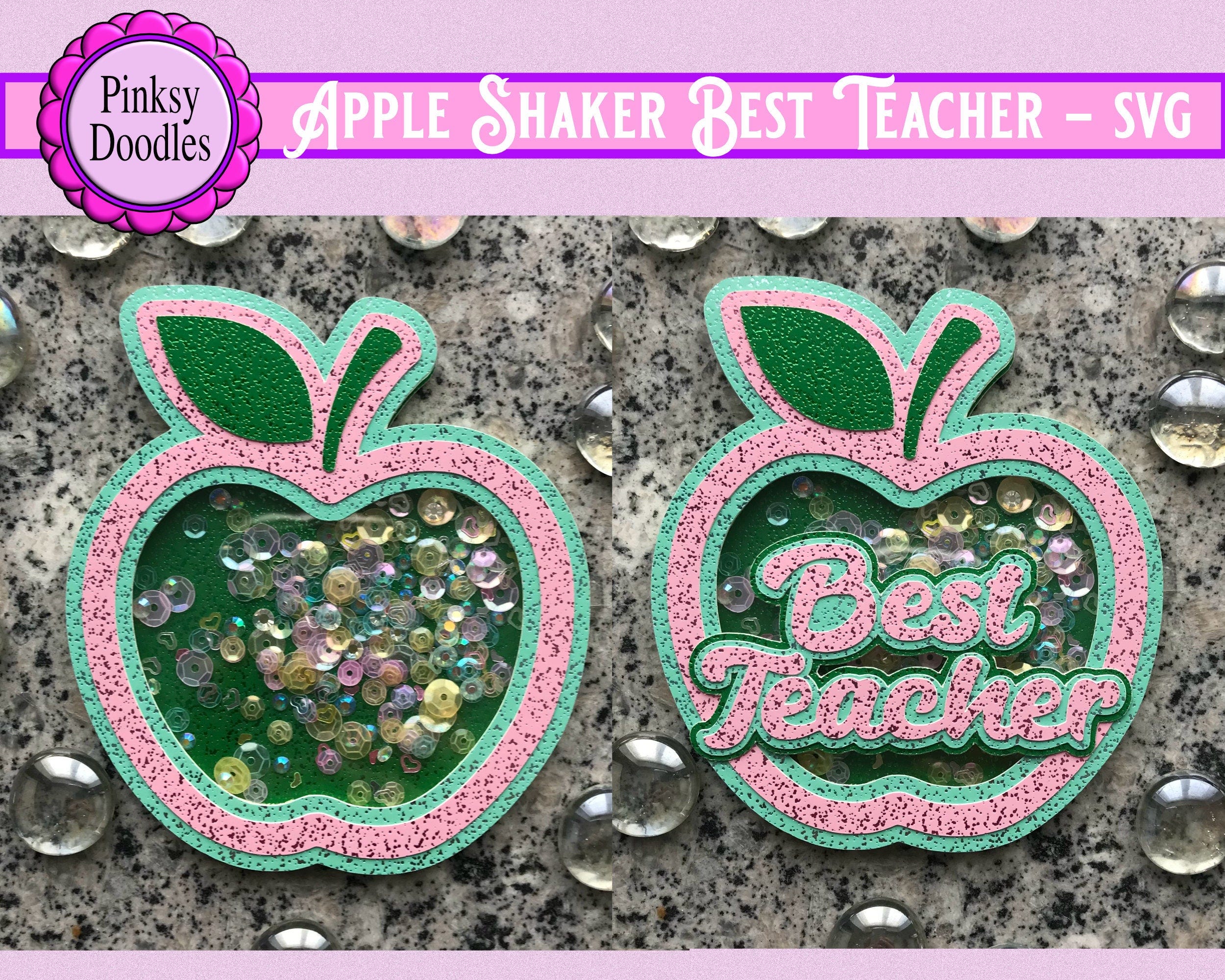 Apple Shaker cake topper SVG Cut file, Best Teacher layered SVG, teacher svg, card Topper svg, thank you teacher shaker svg, Cricut svg,