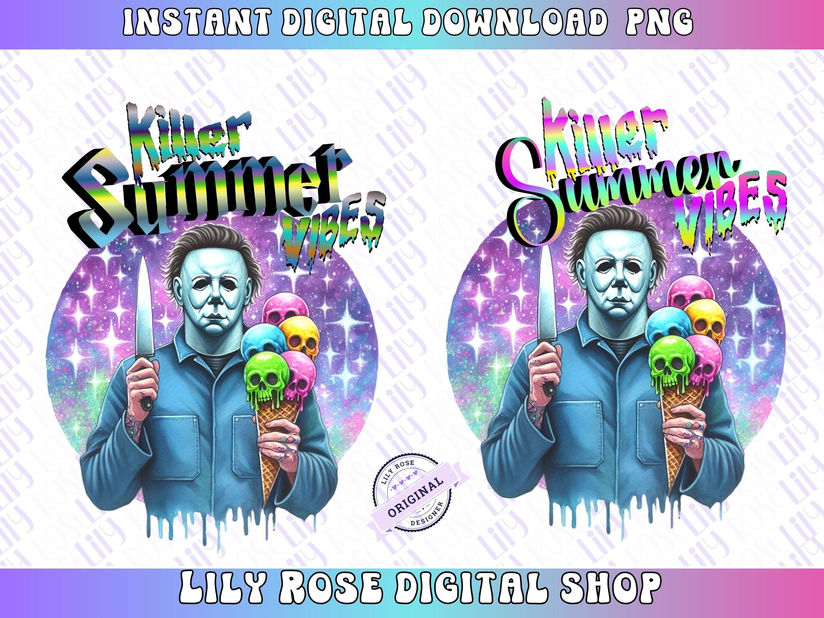 Killer Summer Vibes PNG,Summer Horror,Ice Cream Clipart,Summertime Clipart,Sublimation Designs,Horror Girl,Horror Guy,Horror Movie