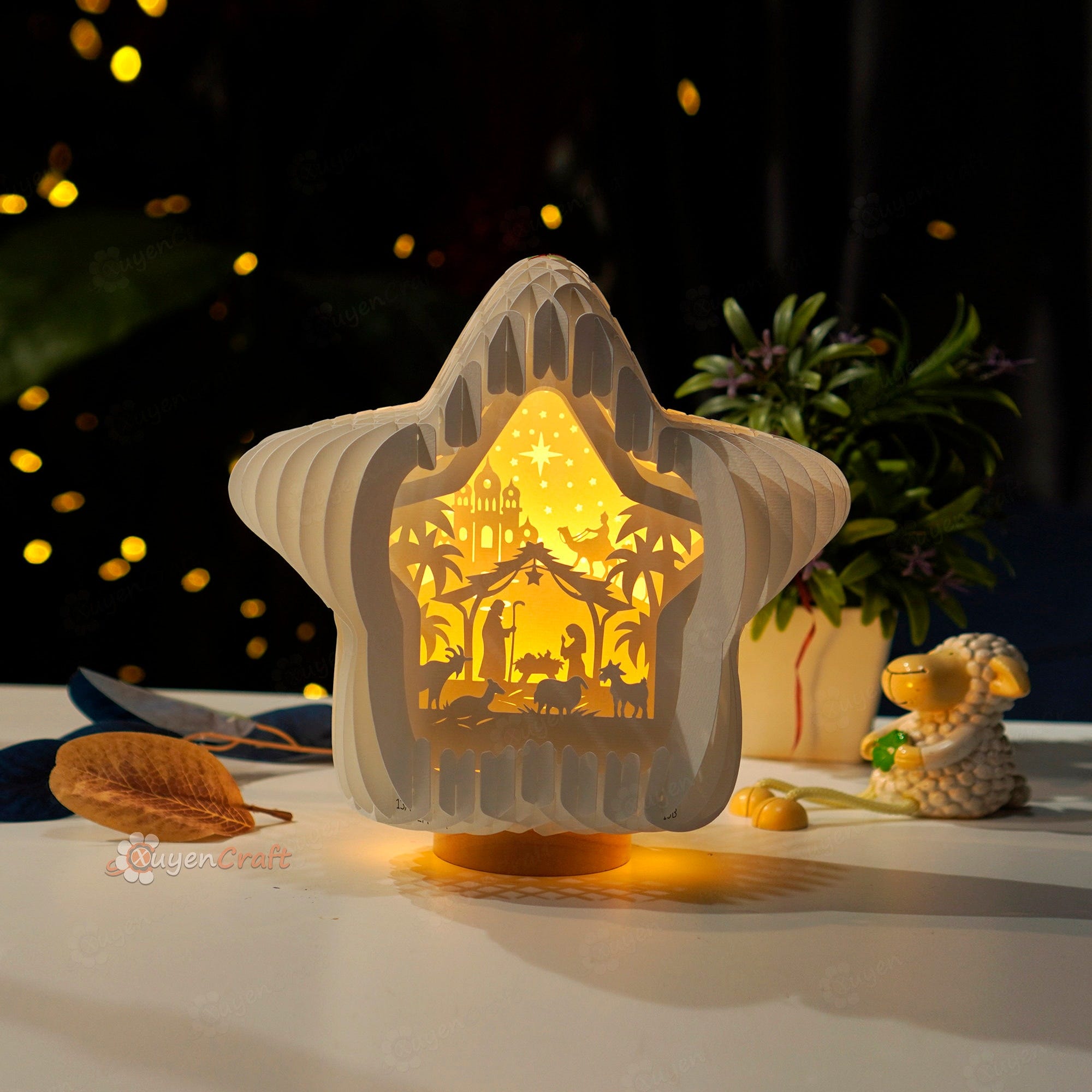 Nativity Scene Star Pop Up SVG, Silhouette Templates creating Star Lanterns for Merry Christmas Decor, Diy Paper Lamp, 3d pop up card svg