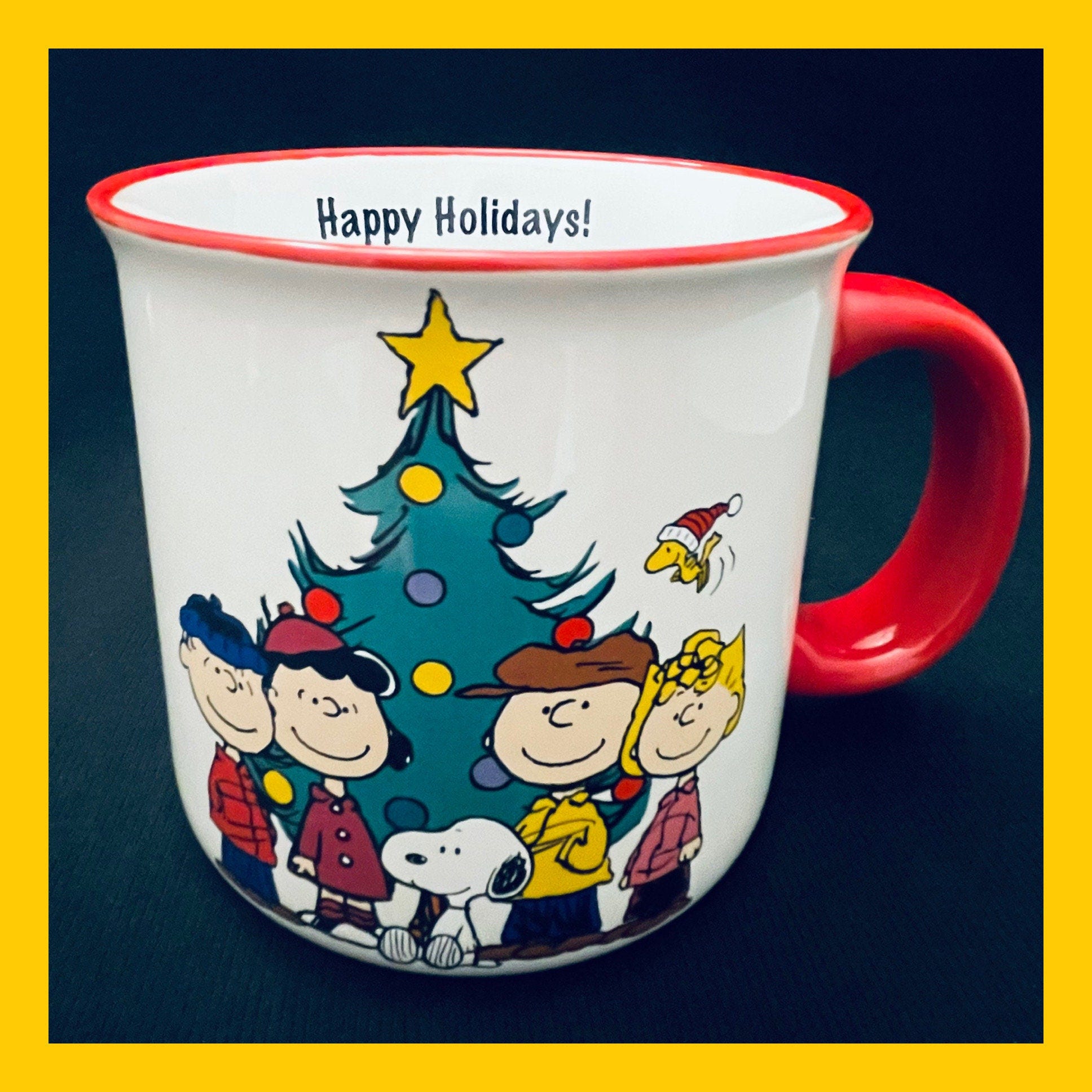 CHARLIE BROWN and GANG Holiday| Christmas Coffee Mug | Snoopy | Peanuts | Woodstock | Happy Holidays