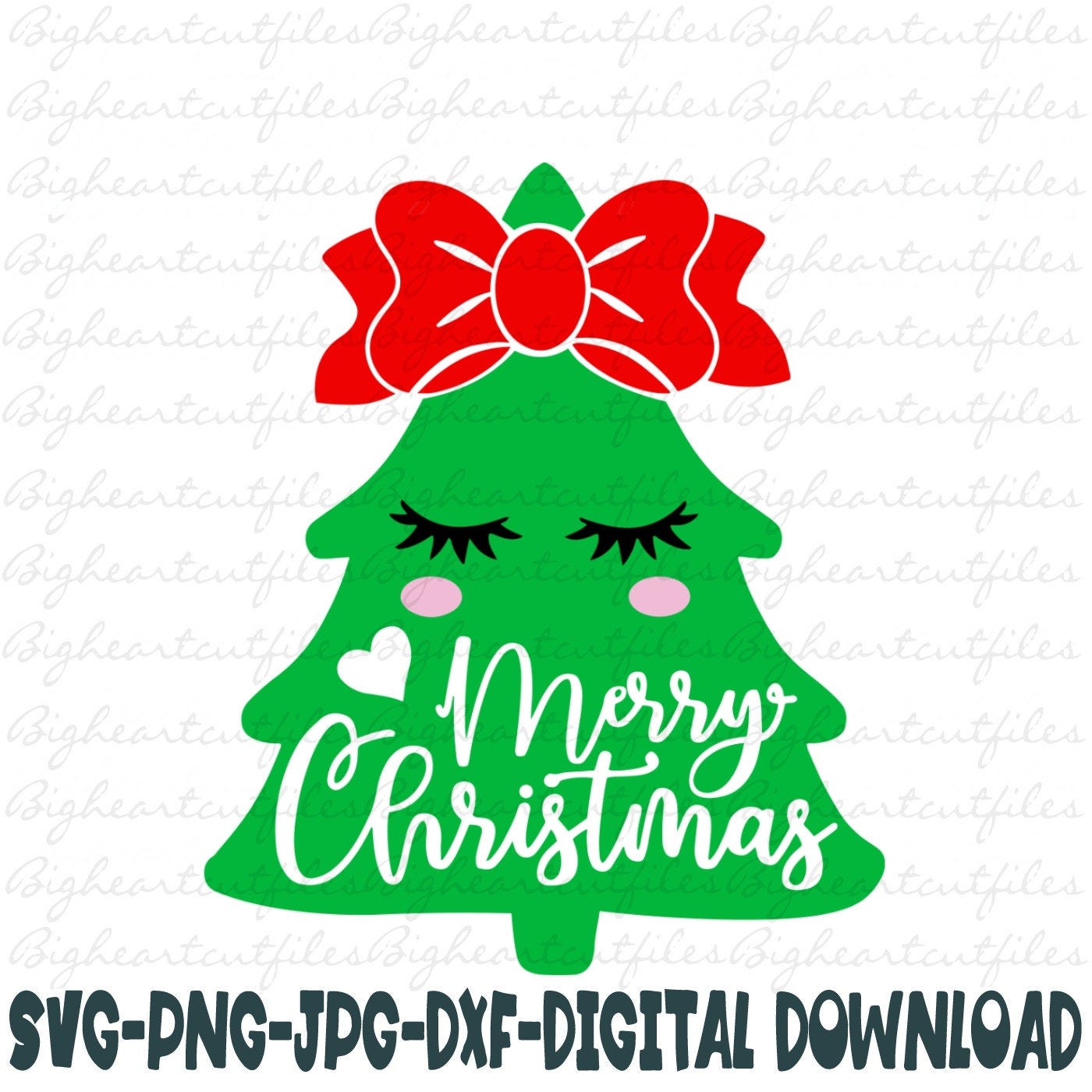 Girl Christmas Tree Svg, Png, Jpg, Dxf, Tree With Bow Svg, Merry Christmas Svg, Holiday Svg, Baby Kids Xmas, Silhouette, Cricut, Sublimation