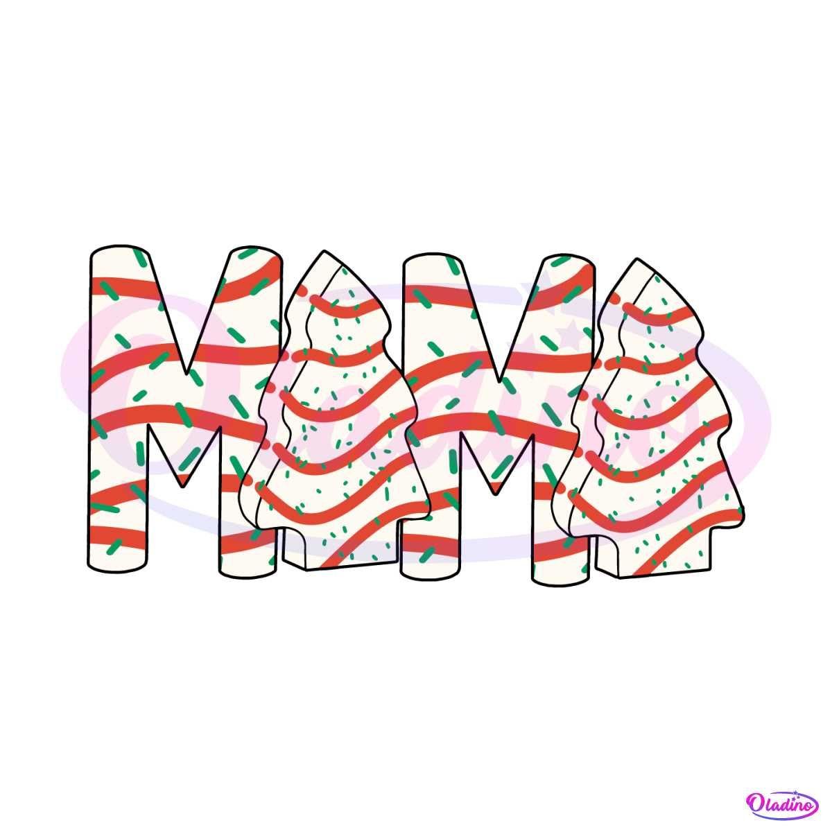 Retro Christmas Tree Cake Mama SVG Graphic Design File