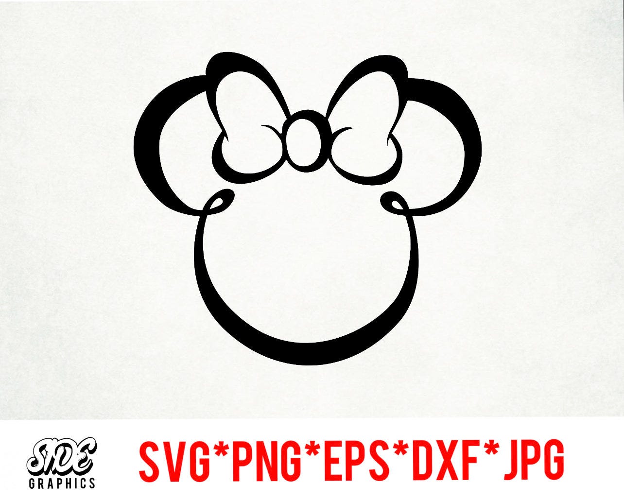 Minnie Mouse Outline instant download digital file svg, png, eps, jpg, and dxf clip art for cricut silhouette and other cutting software