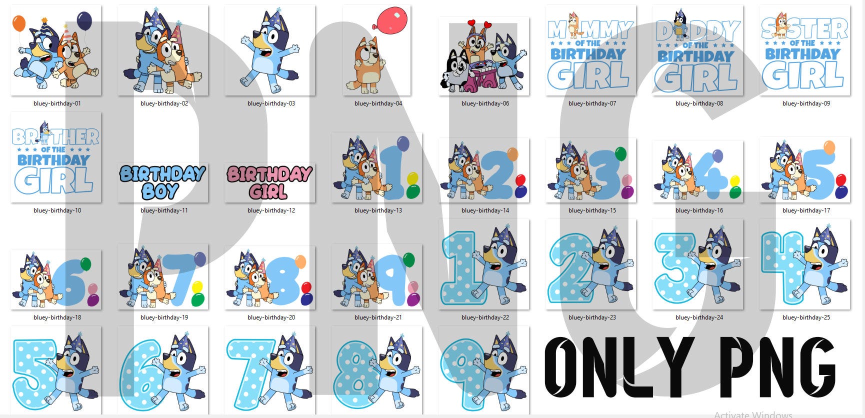 Happy Birthday Number Bluey Dog PNG, Bluey Dog Birthday PNG, Birthday Boy PNG, Birthday Girl png Sublimation, Instant Download