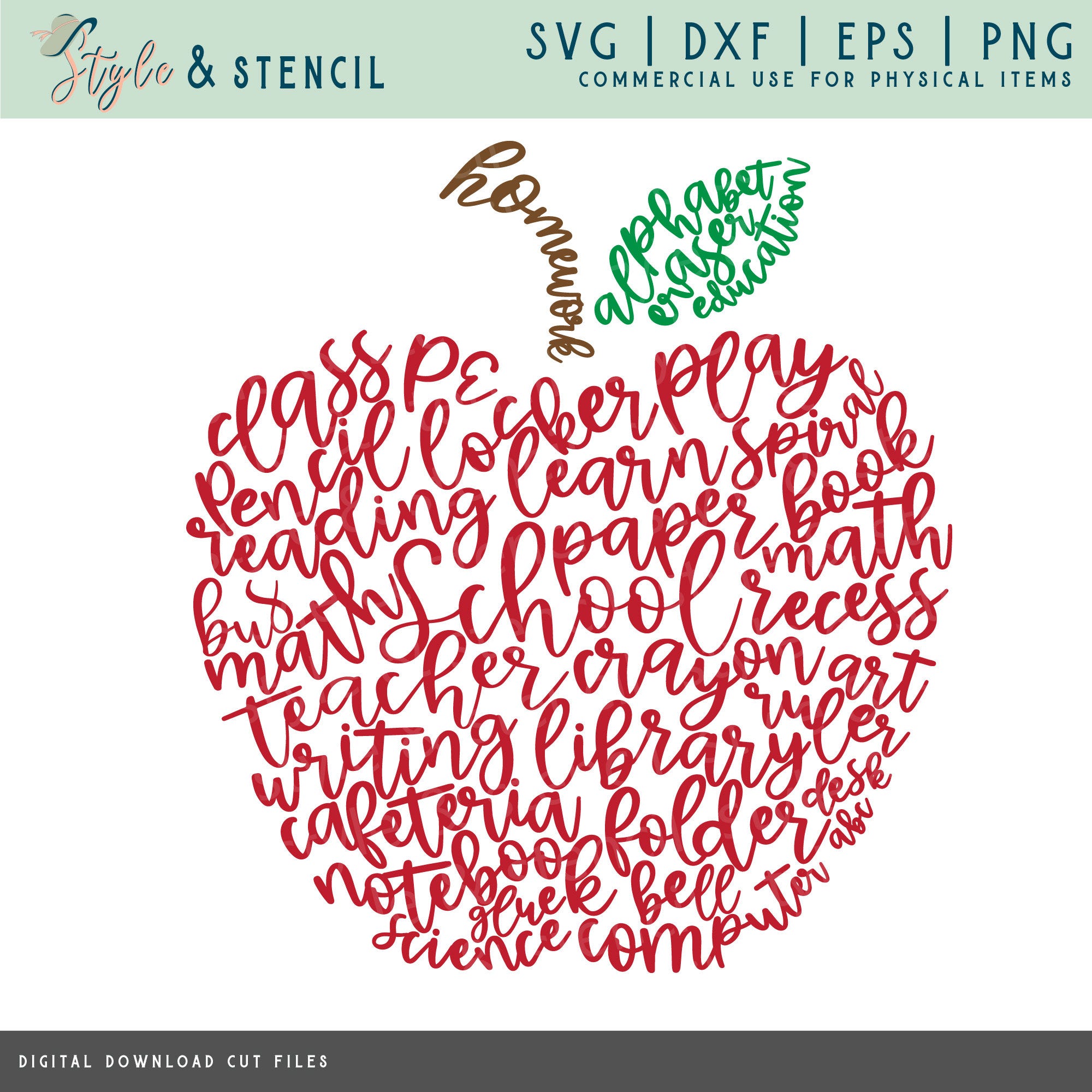 Apple SVG - School Words SVG - Word Art SVG - Teacher Shirts - Virtual Learning Svg - Teacher Svg - Apple Word Art - Teacher Shirt Svg - Png