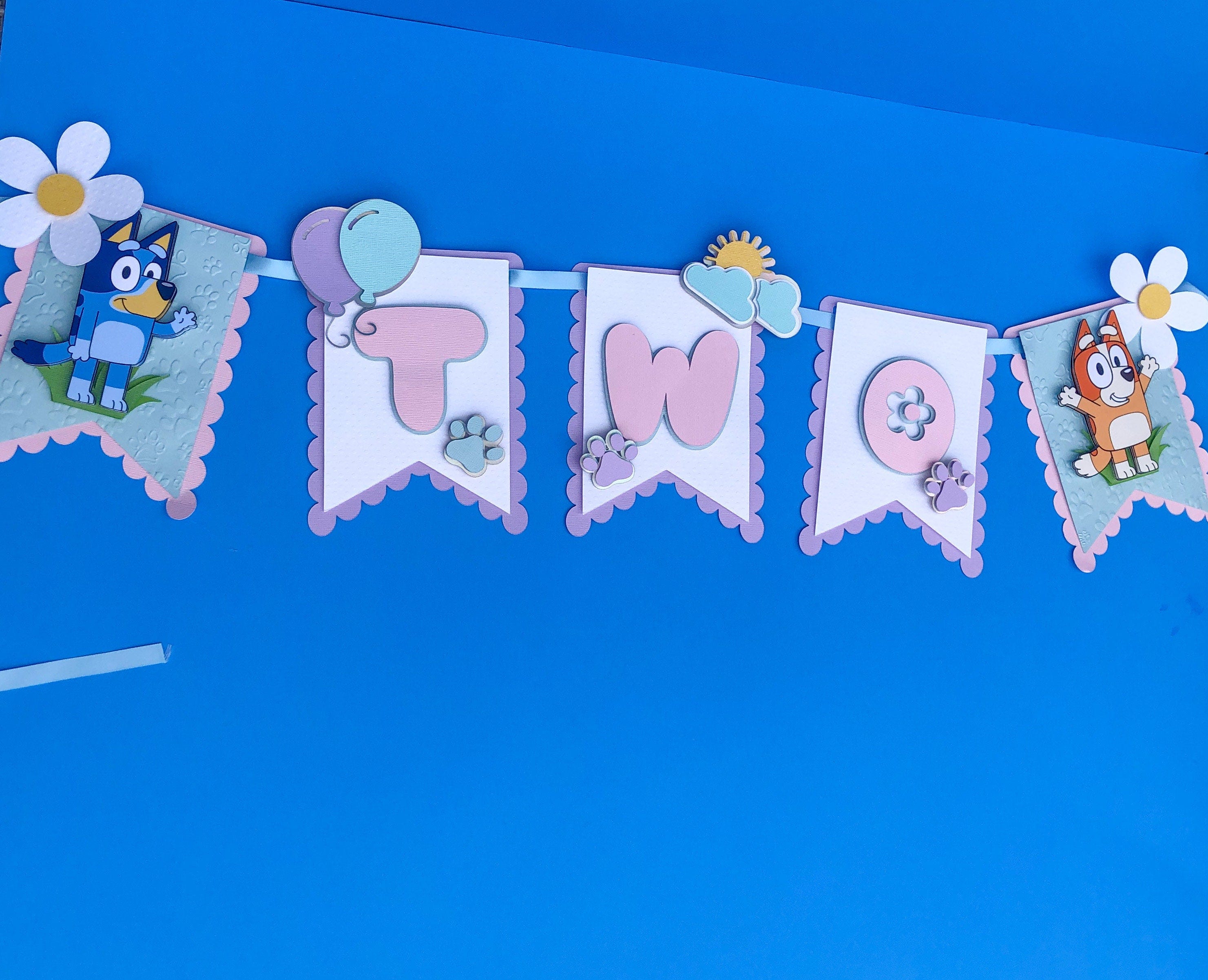 Bluey Birthday - Bluey Theme Party - Age Banner - Blue Dog Party - Puppy Birthday - Cute Cartoon Dog - Dog Birthday Banner - Bluey Banner