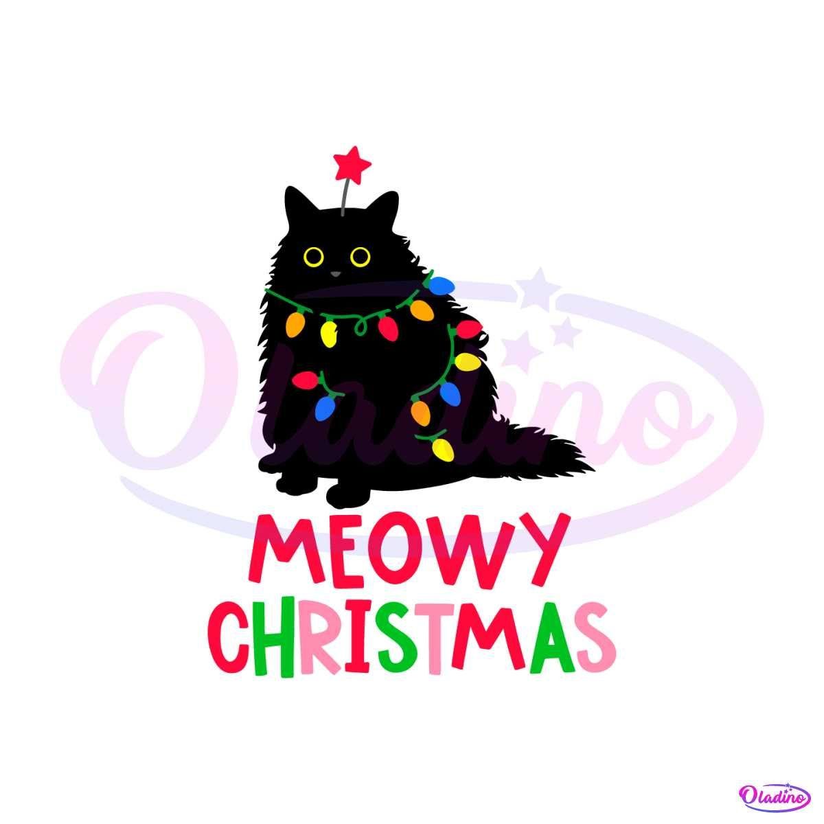 Meowy Christmas Black Cat SVG