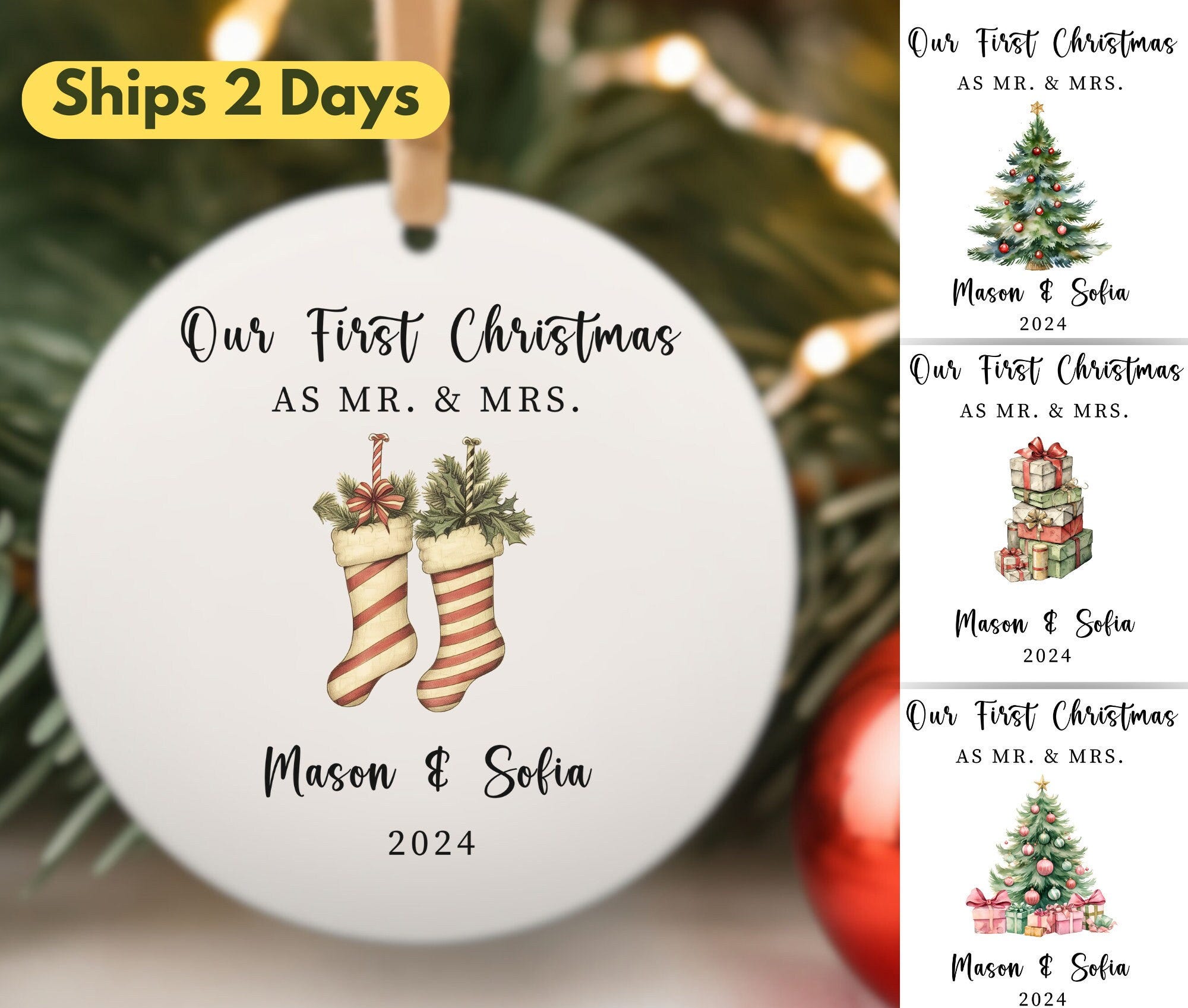 First Christmas Married Ornament, Mr and Mrs Christmas Ornament, Our First Christmas Married, Personalized Wedding Gift, Newlywed Gift, 2023