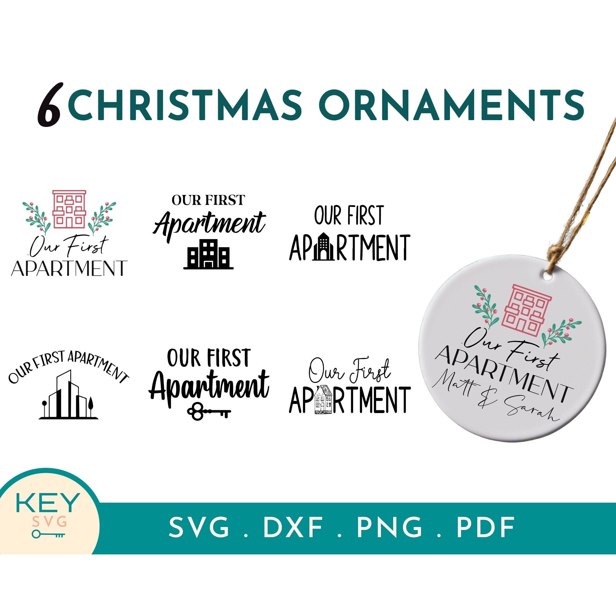 Our First Apartment Christmas Ornament Png, New Apartment Ornament, Family Ornament Png, Round Ornament Png, Our First Christmas Ornament
