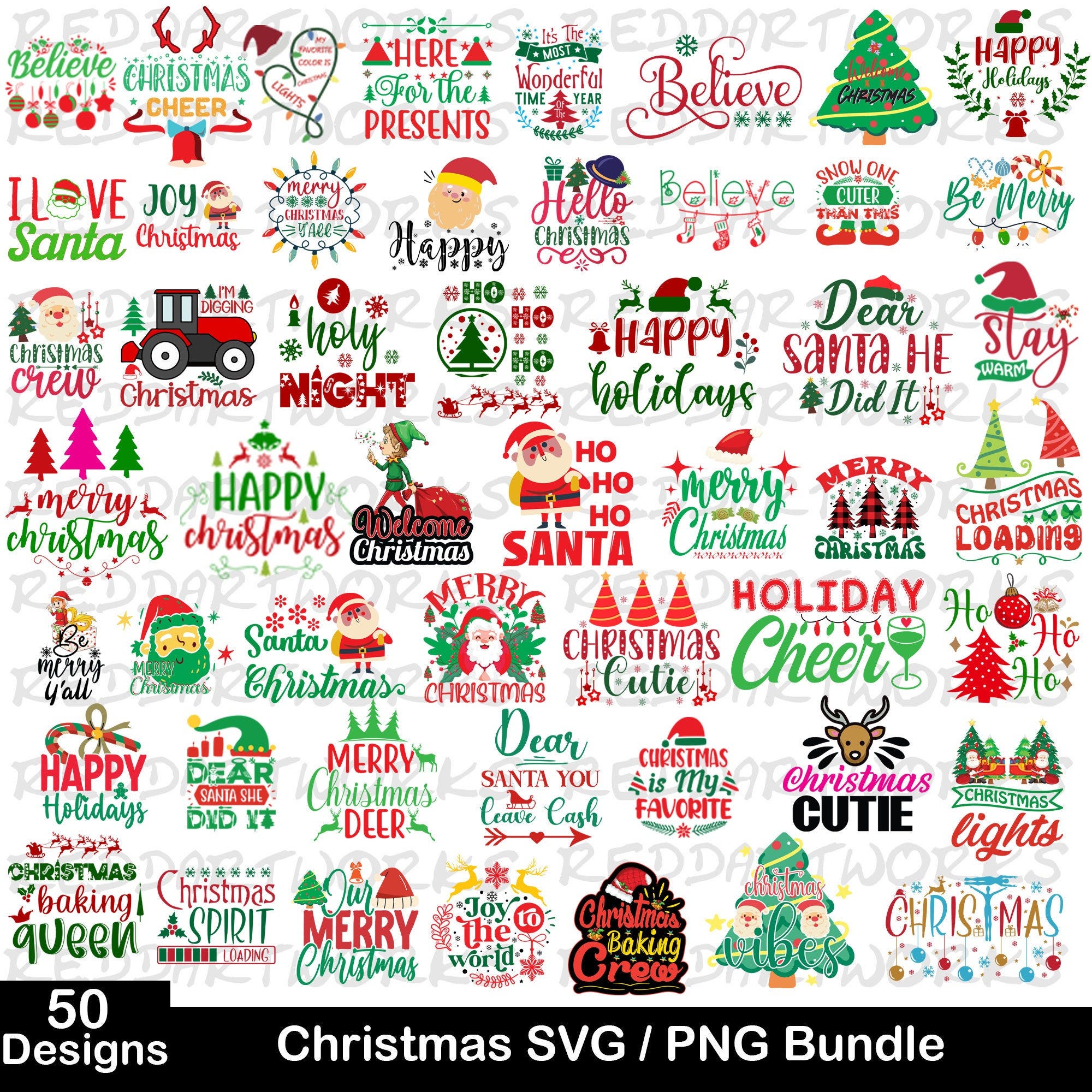 Christmas SVG Bundle, 50 Designs Christmas SVG Bundle, Christmas Tree SVG, Merry Christmas Svg, Funny Christmas Svg, Christmas Lights Svg